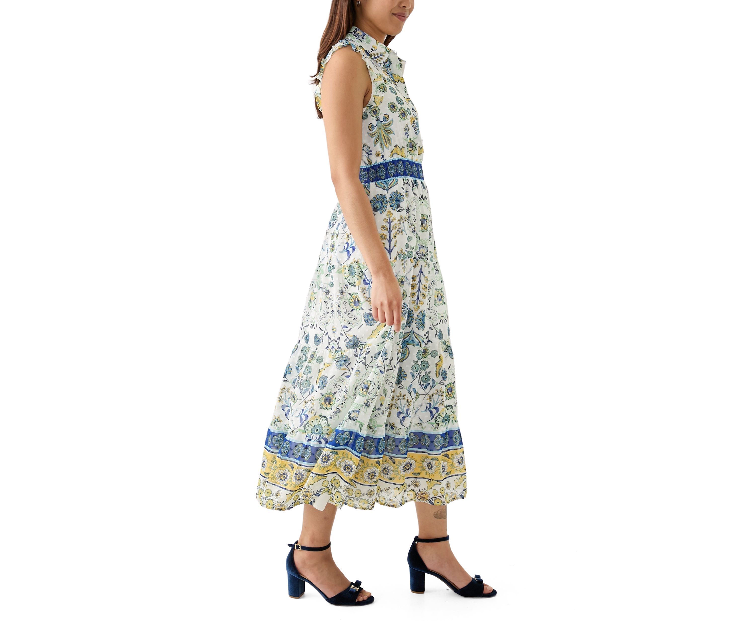 Womens Floral Printed Collared Dress