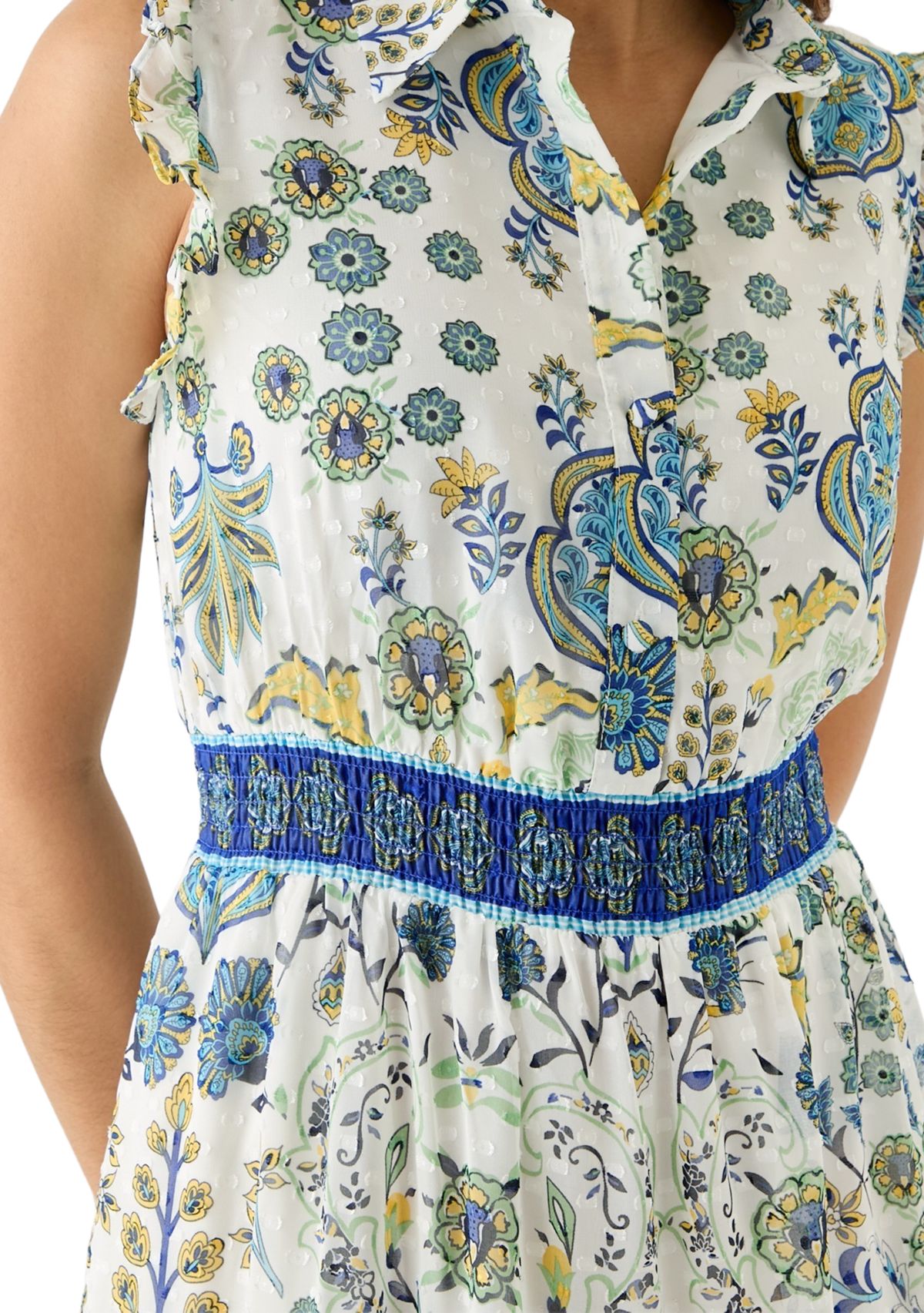 Womens Floral Printed Collared Dress