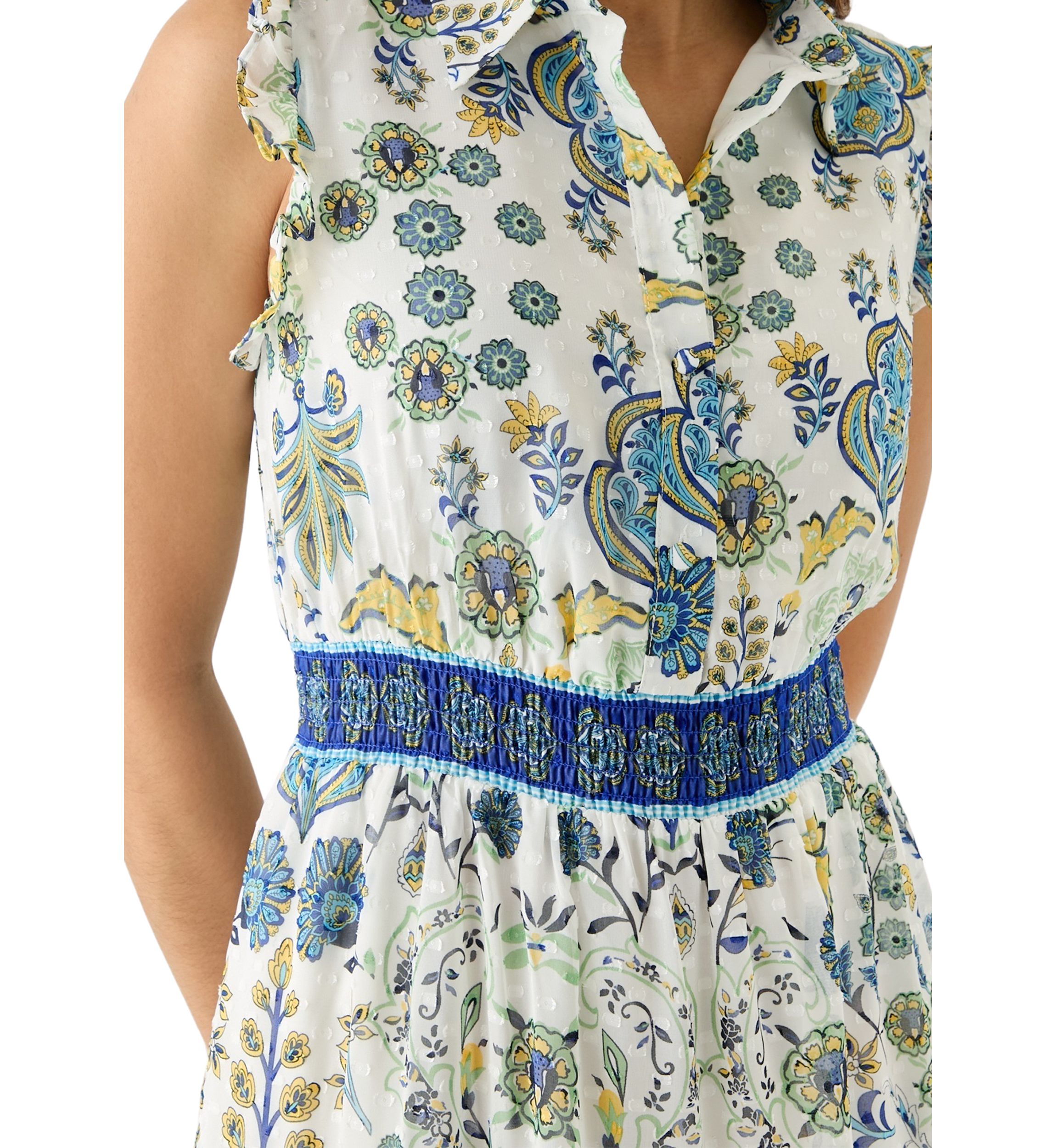Womens Floral Printed Collared Dress