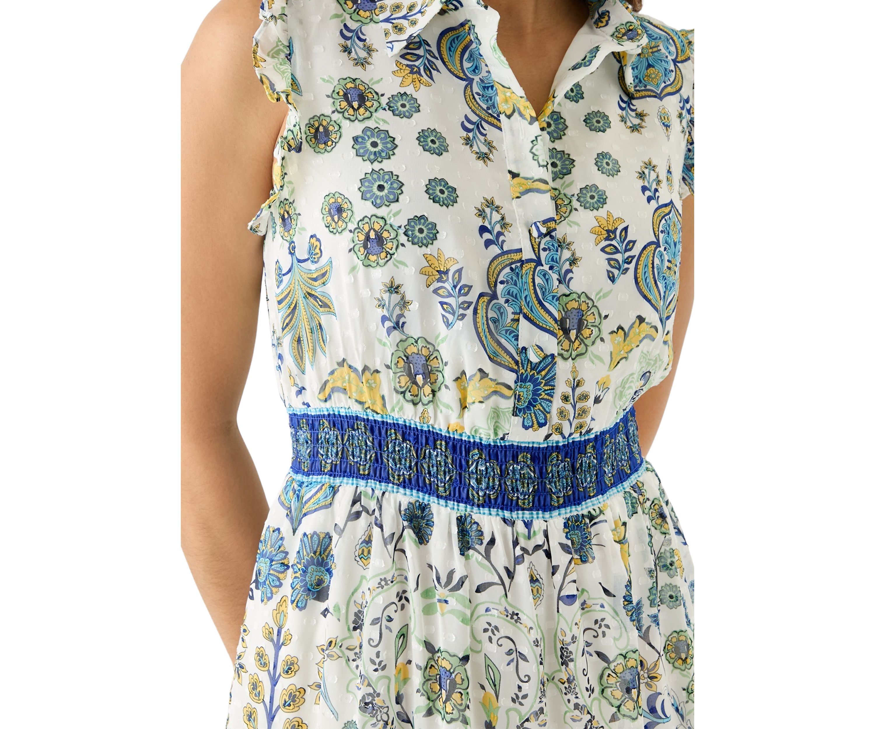 Womens Floral Printed Collared Dress