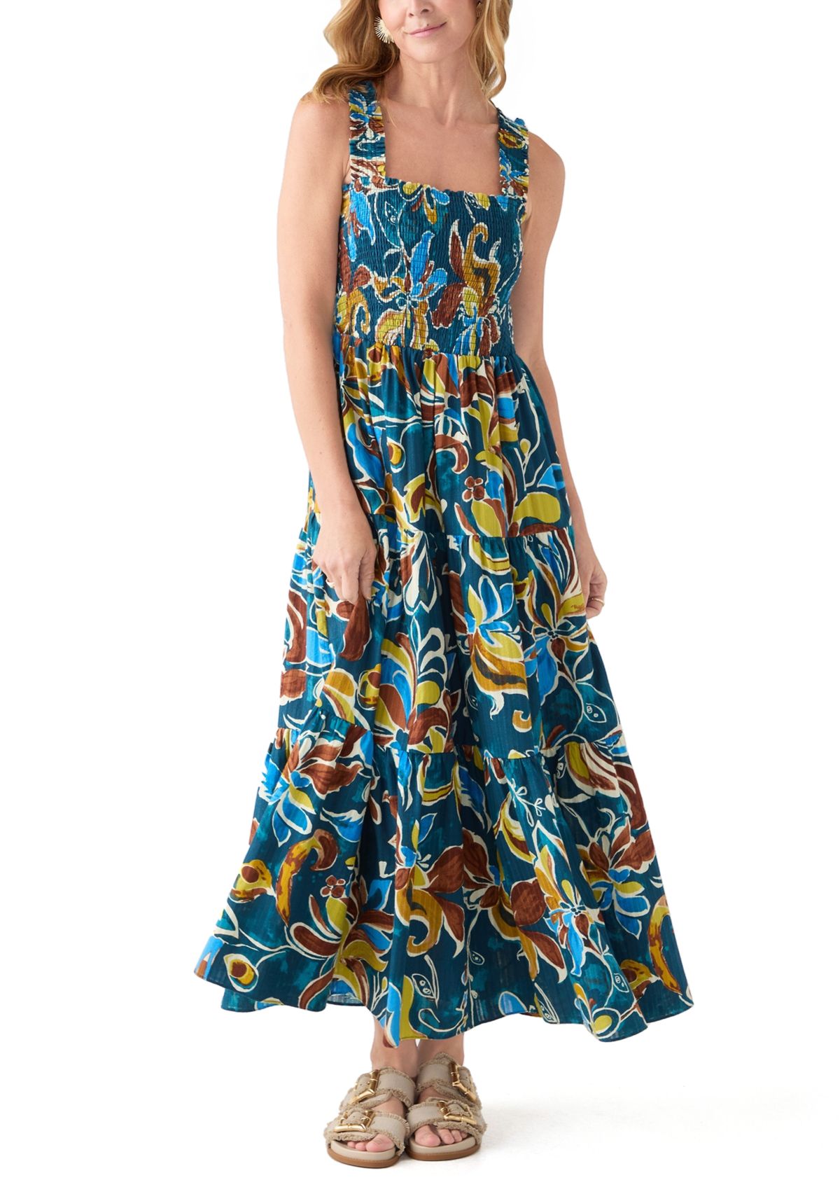 Womens Smocked Bodice Patio Dress