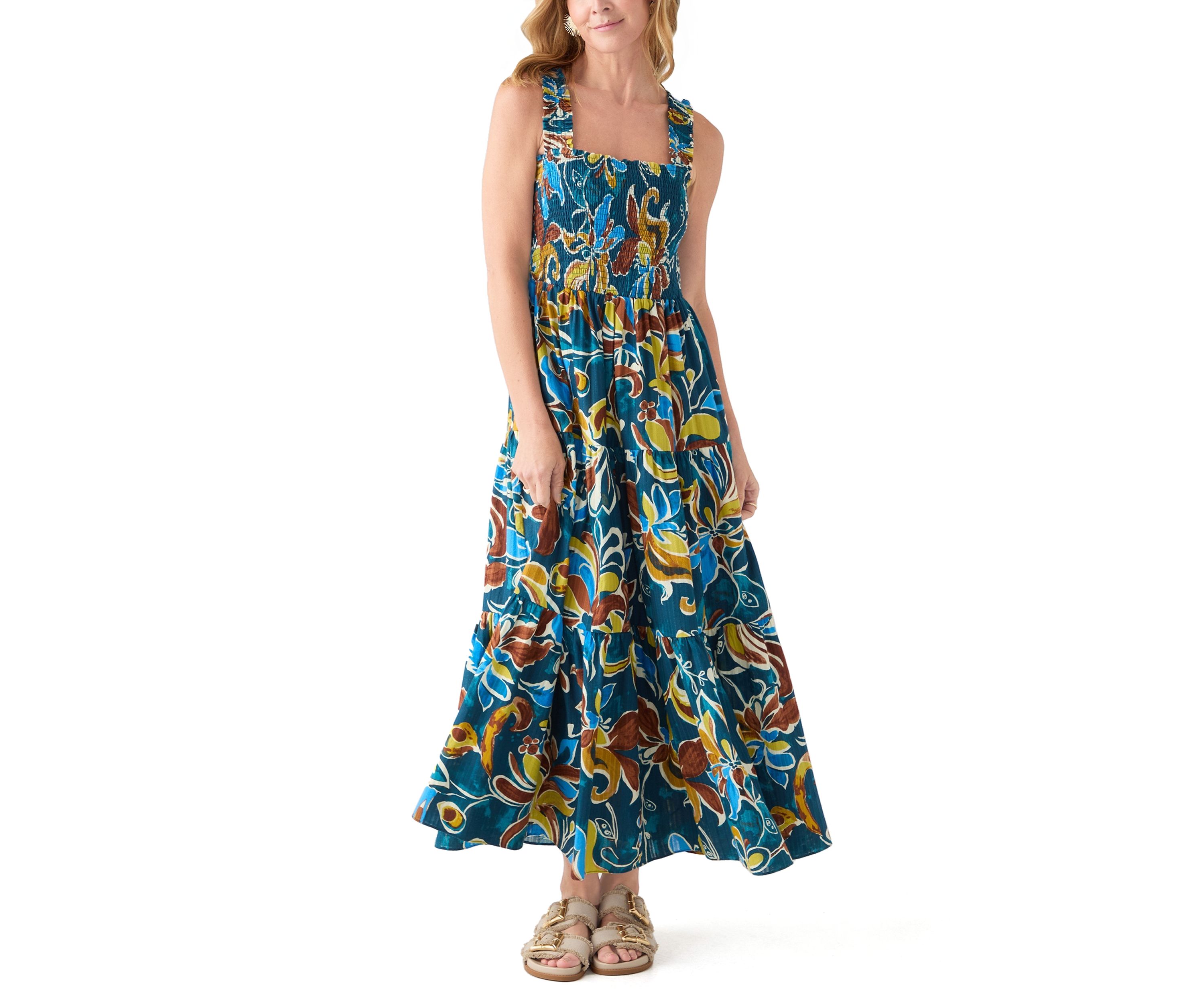 Womens Smocked Bodice Patio Dress