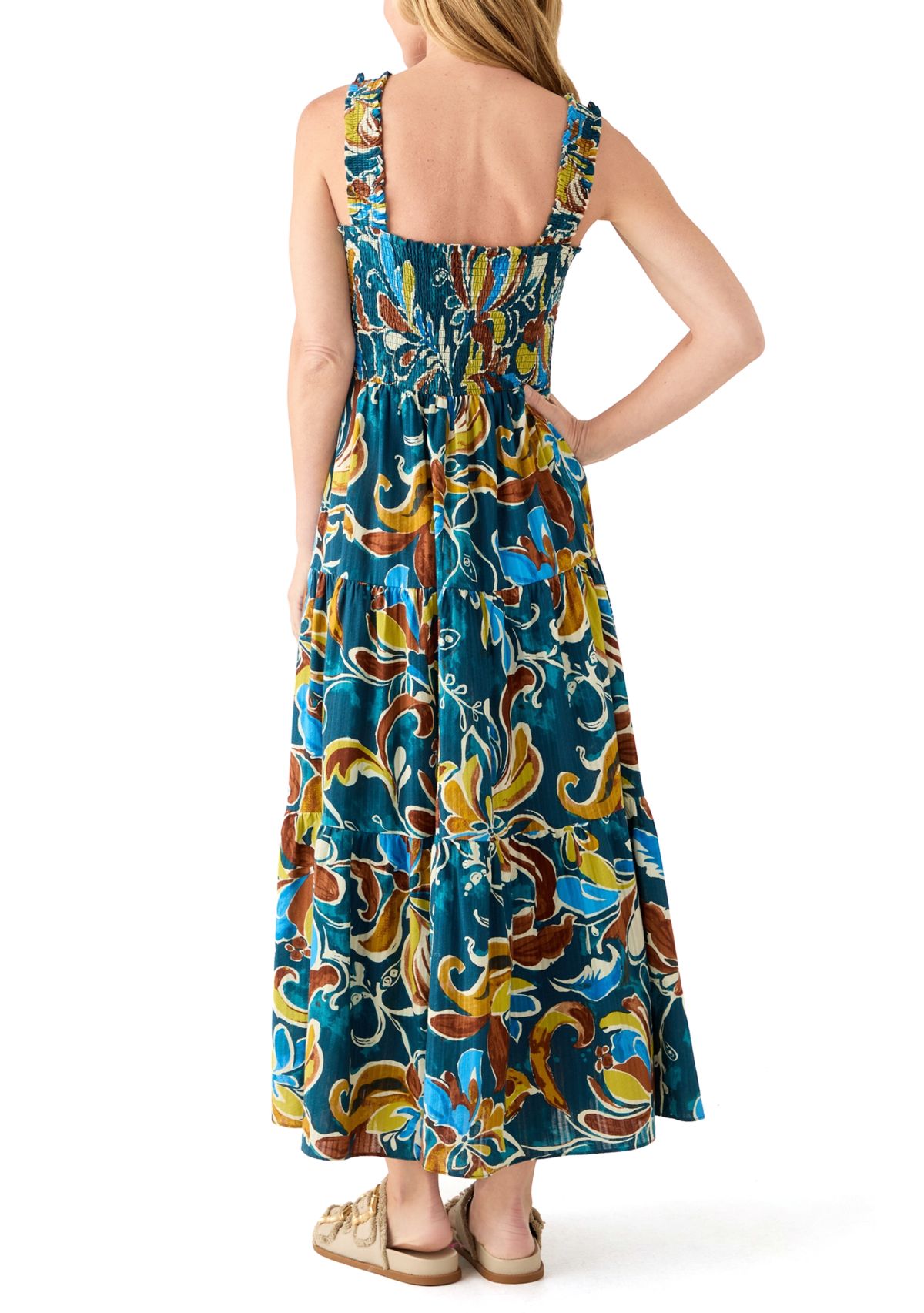 Womens Smocked Bodice Patio Dress