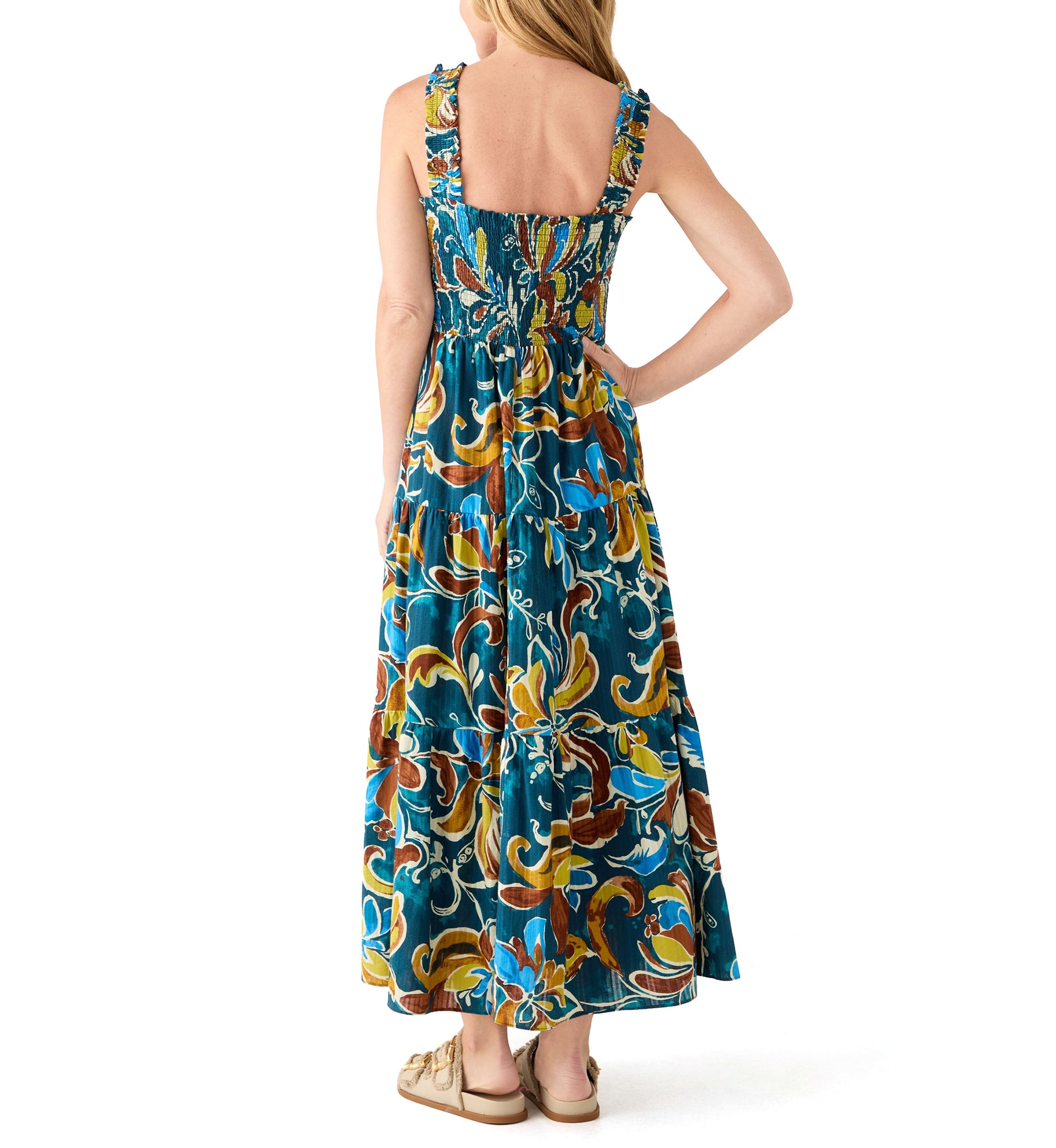 Womens Smocked Bodice Patio Dress