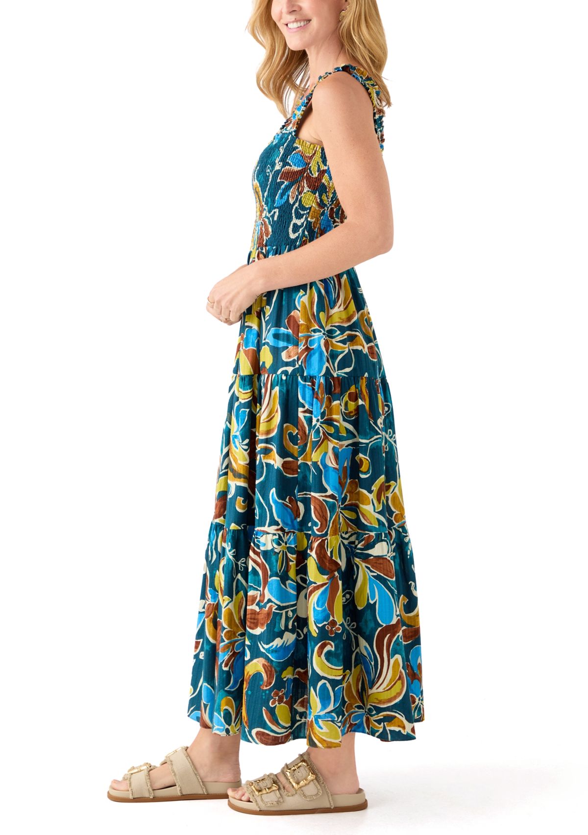 Womens Smocked Bodice Patio Dress