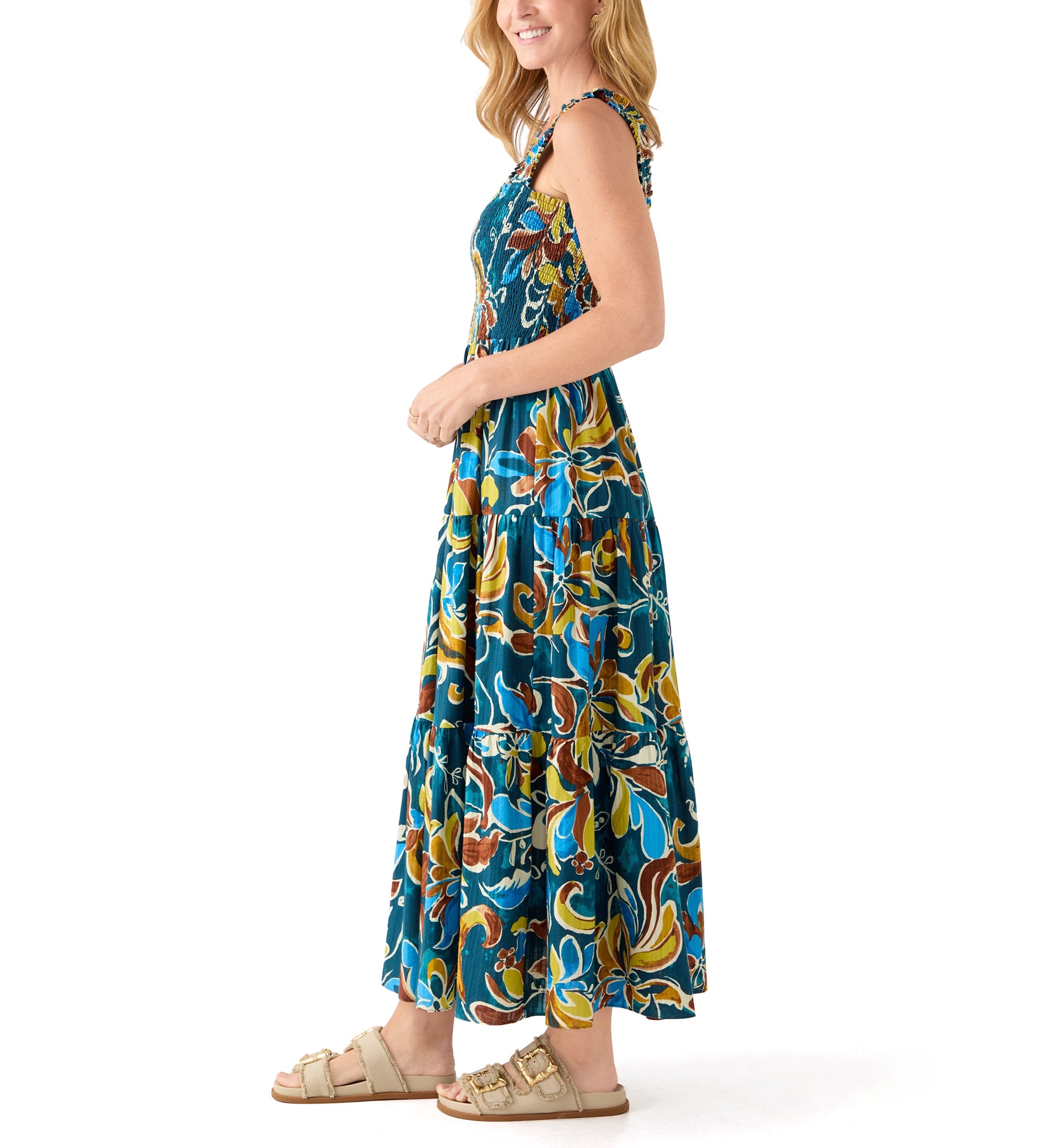 Womens Smocked Bodice Patio Dress