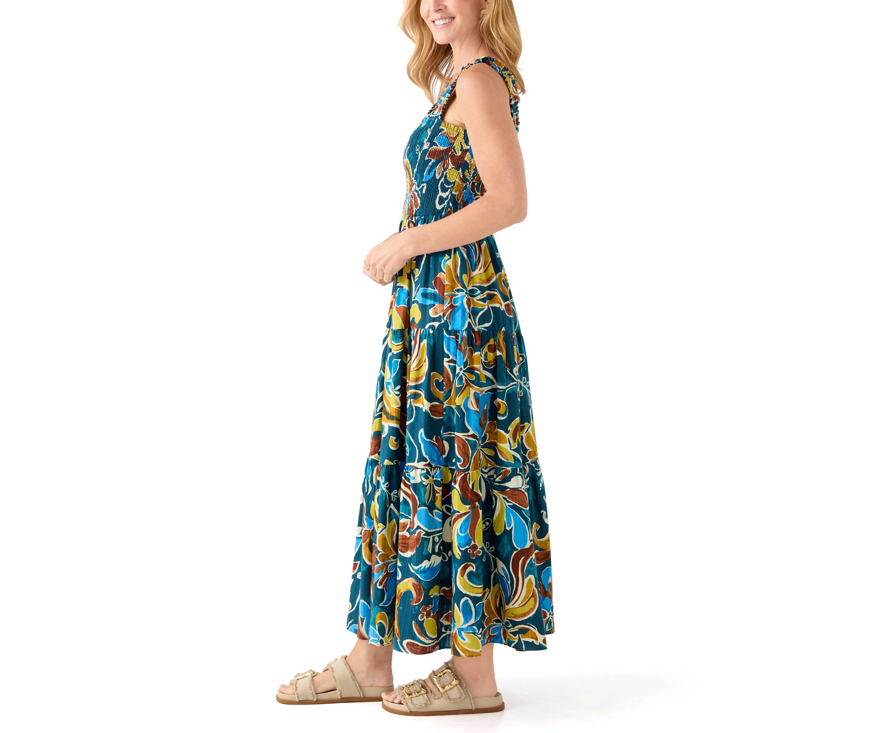 Womens Smocked Bodice Patio Dress