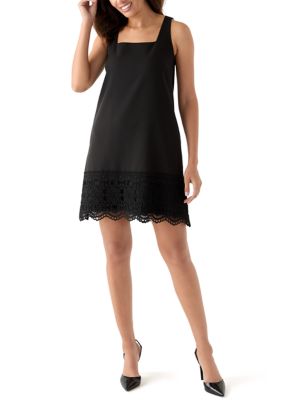 Anne Klein Women's Square Neck Short Dress With Lace Detail