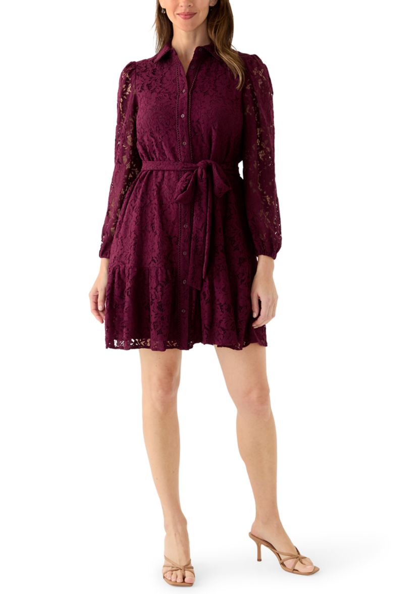 Petite Tiered Lace Shirtdress