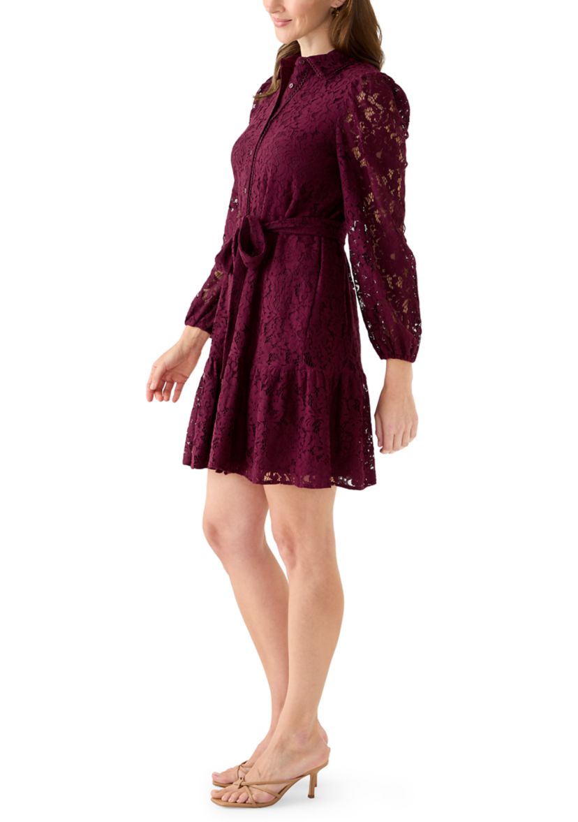 Petite Tiered Lace Shirtdress