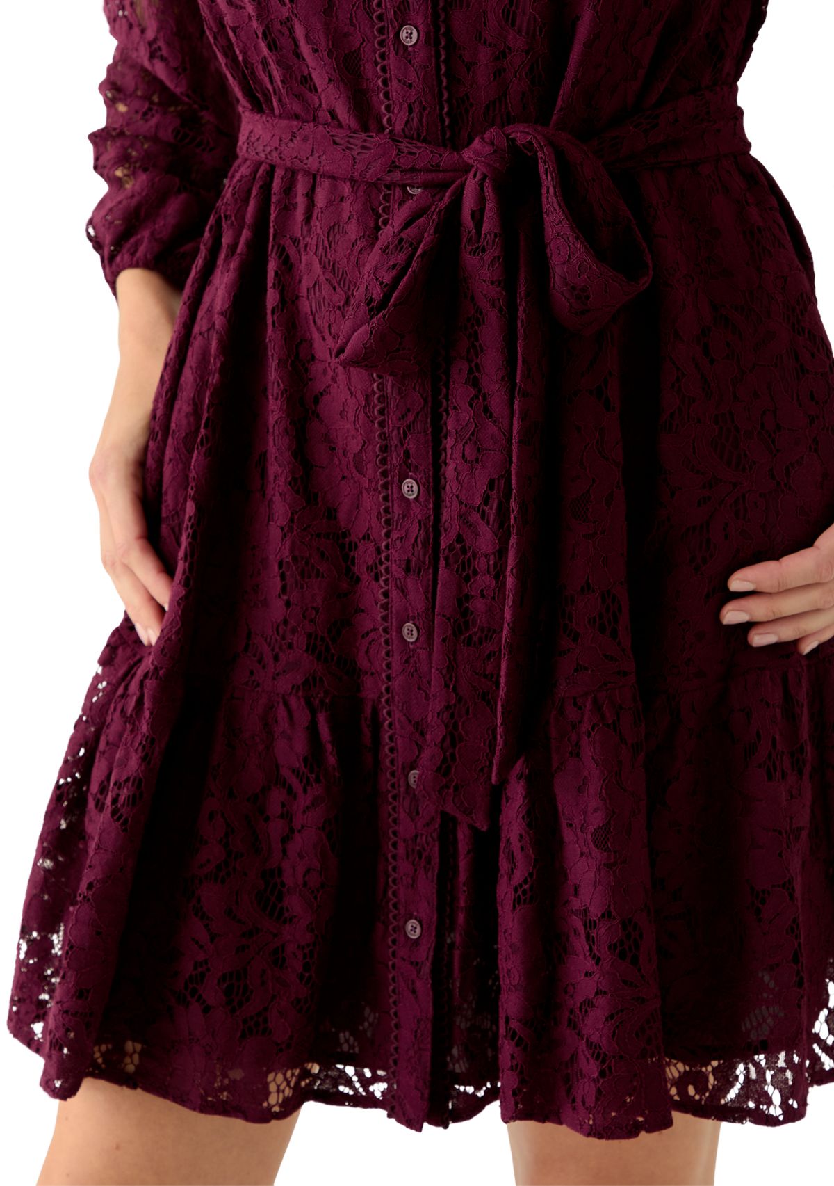 Petite Tiered Lace Shirtdress