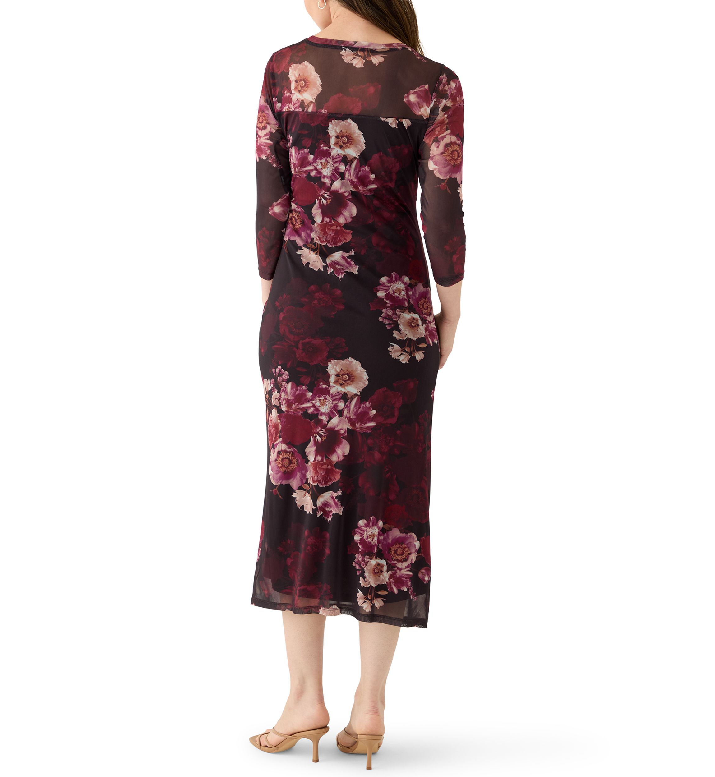Womens Side Ruched Printed Midi Dress