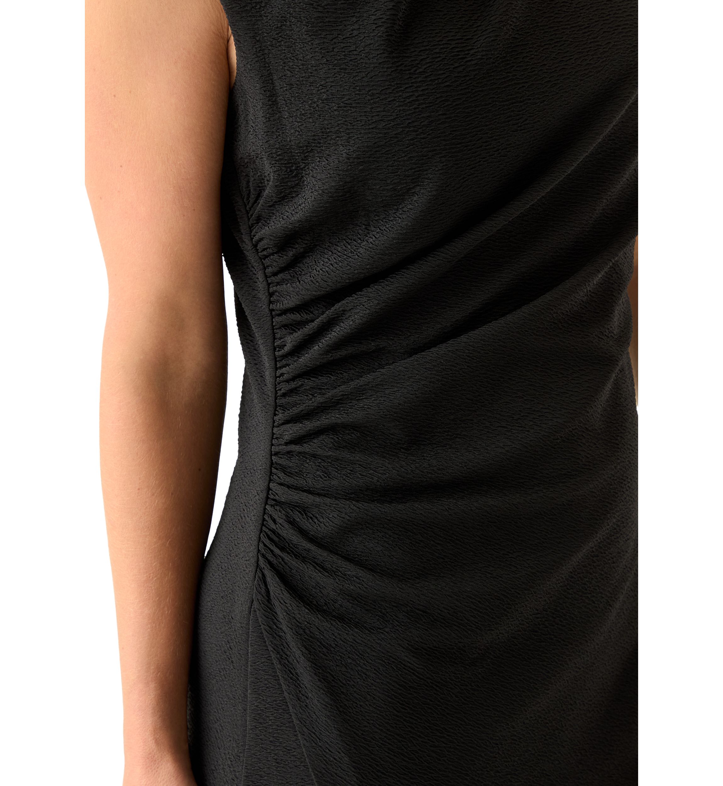 Womens Sleeveless Draped Neck Midi Dress