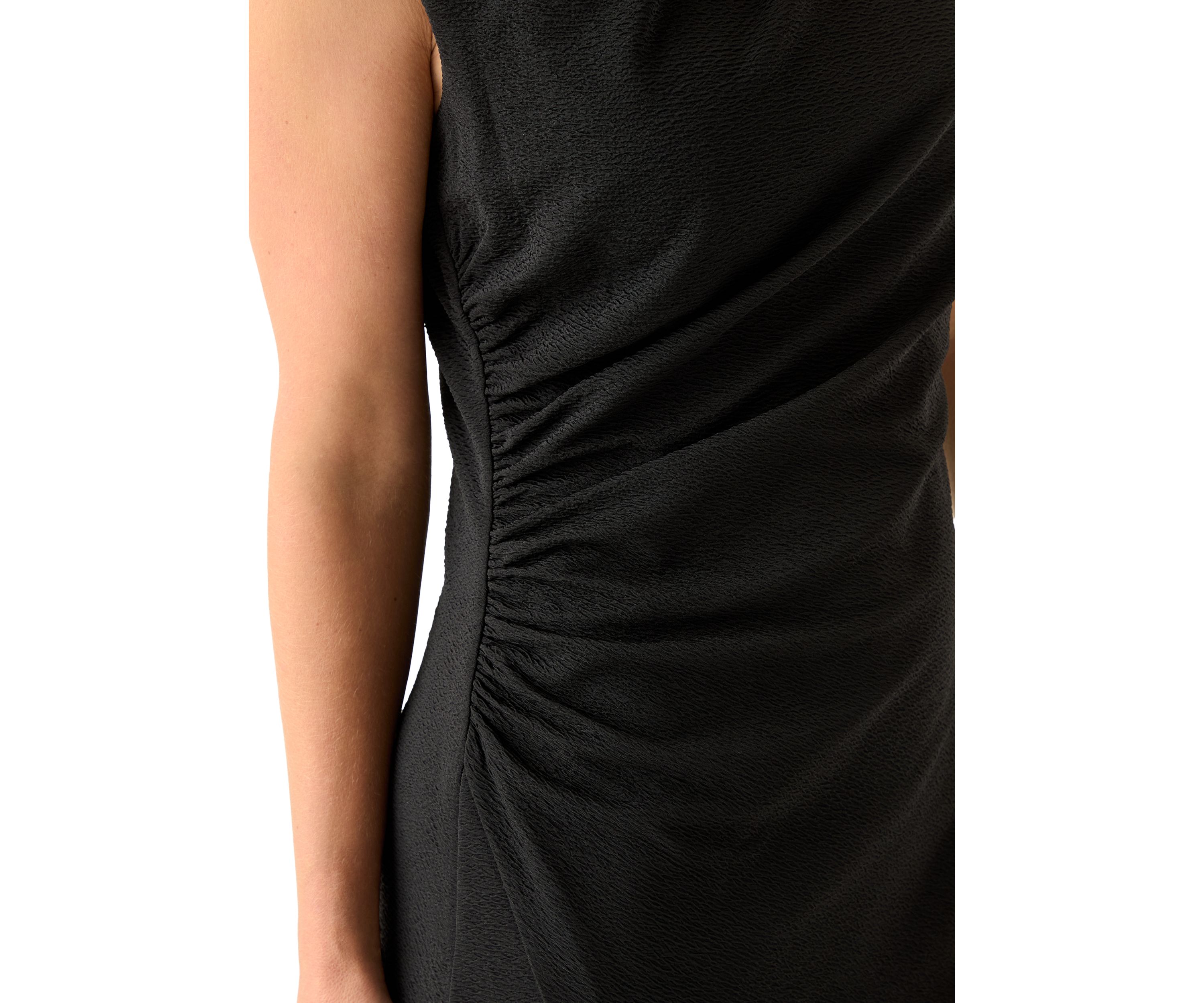 Womens Sleeveless Draped Neck Midi Dress