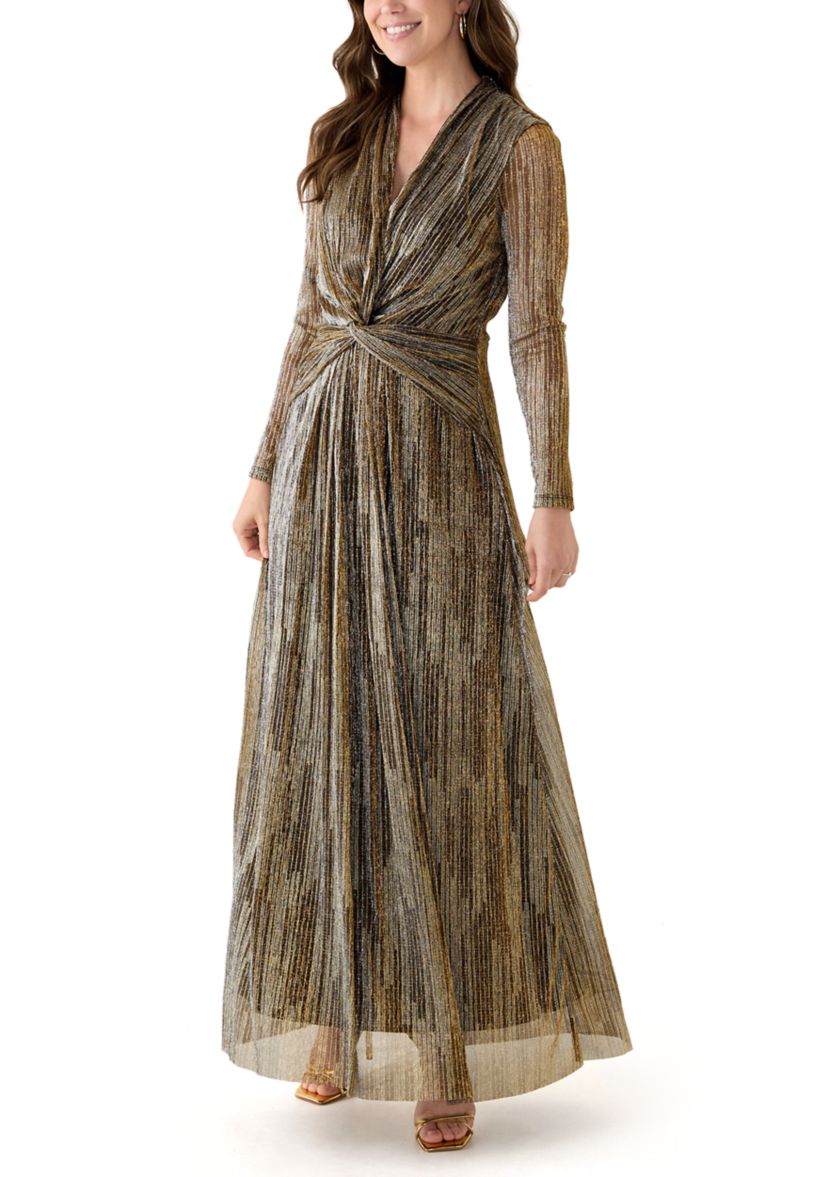 Plus Size Twist Front Maxi Long Sleeve Maxi Dress