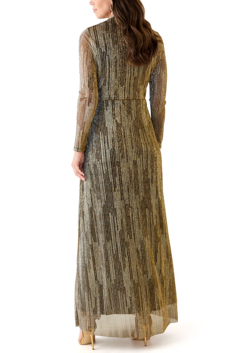 Plus Size Twist Front Maxi Long Sleeve Maxi Dress