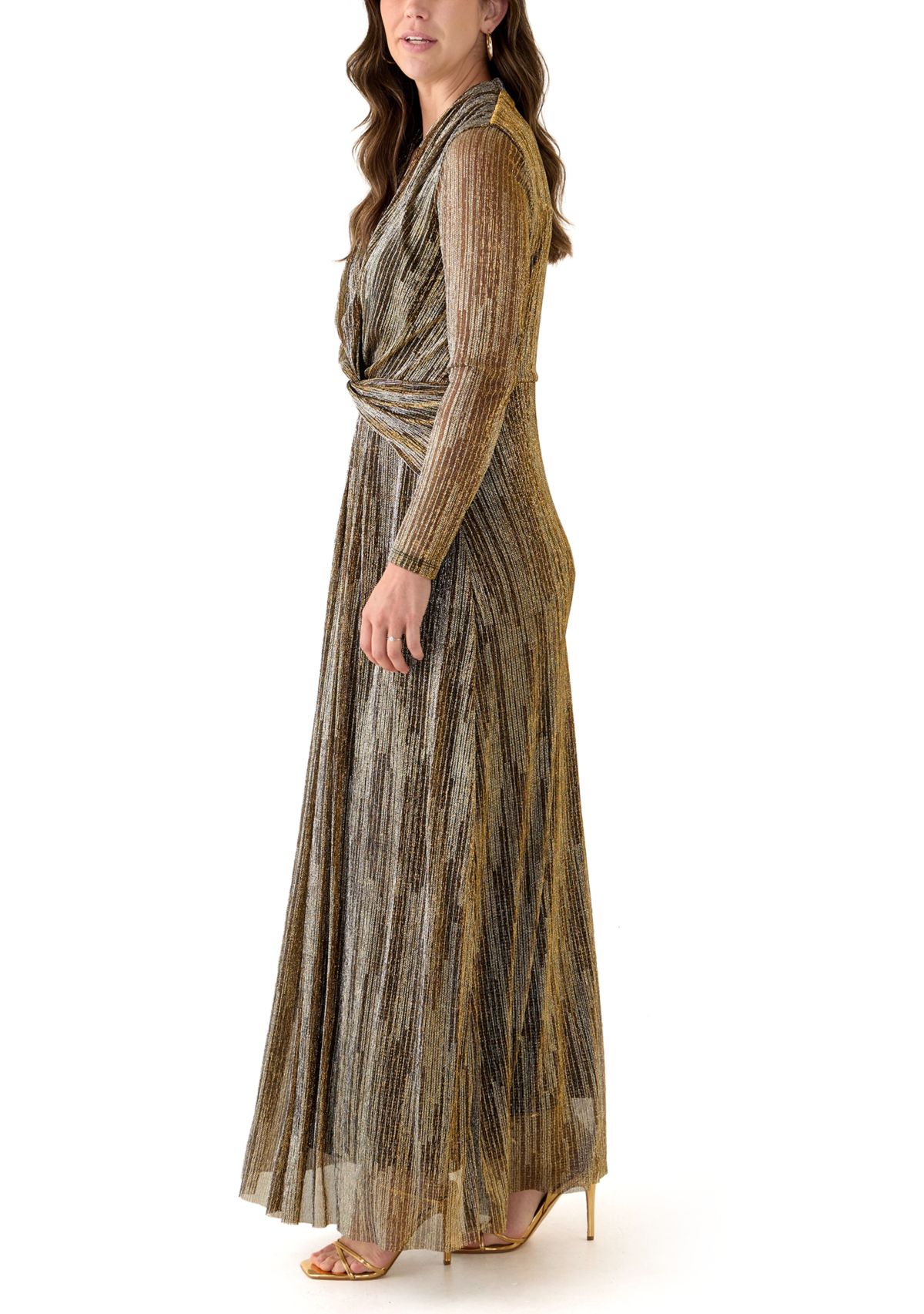 Plus Size Twist Front Maxi Long Sleeve Maxi Dress