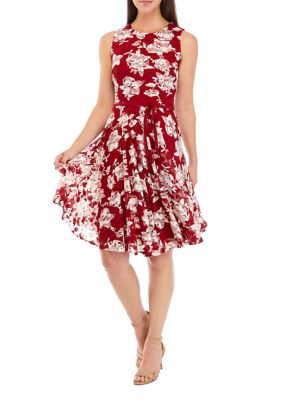 Danny & nicole short sleeve floral fit & flare on sale dress