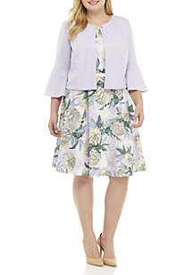 danny nicole ity solid jacket with printed dres