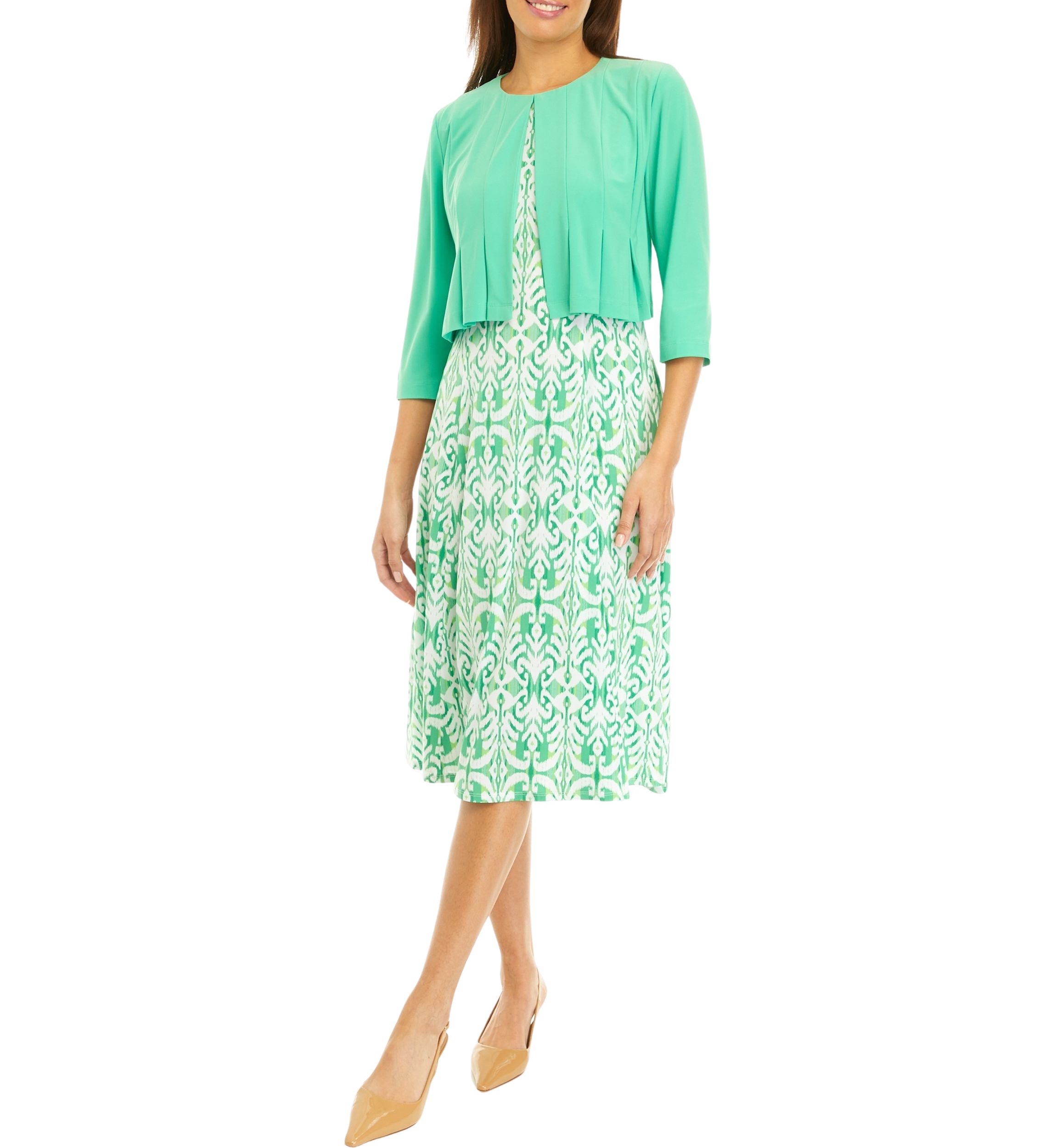 Womens Ikat Printed Jacket Dress
