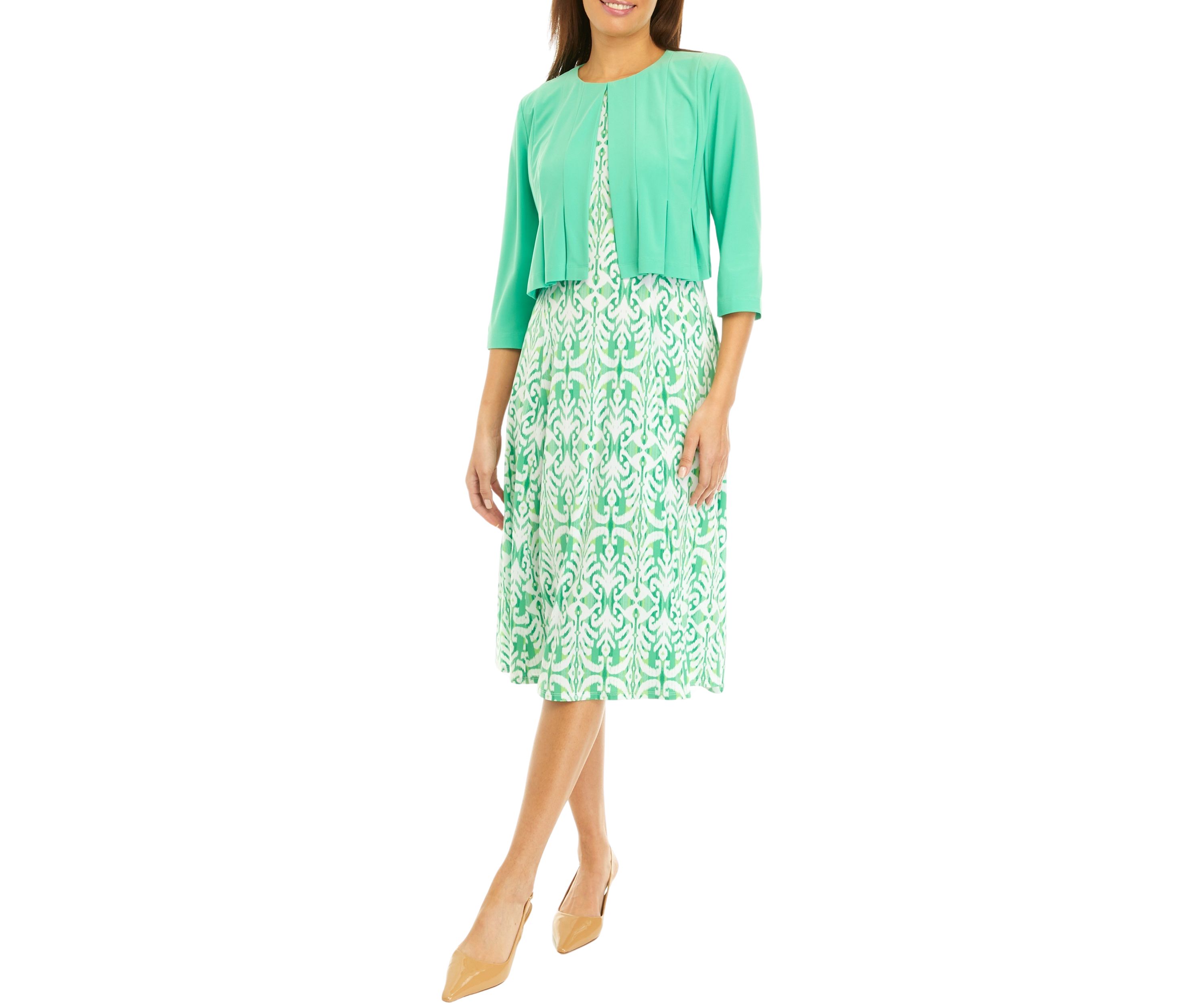 Womens Ikat Printed Jacket Dress