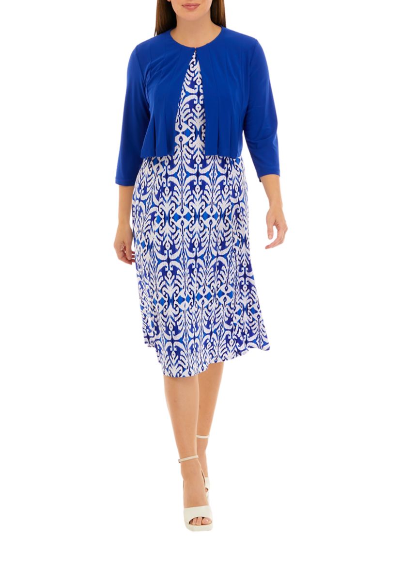 Womens 3/4 Sleeve Printed Jacket Dress