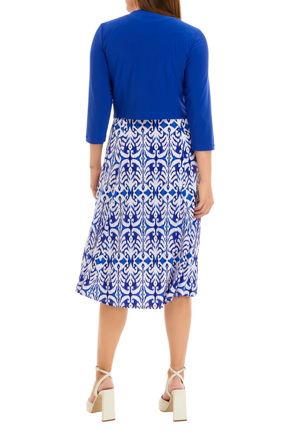 Womens 3/4 Sleeve Printed Jacket Dress