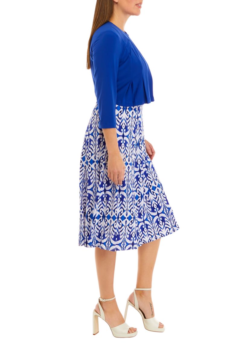 Womens 3/4 Sleeve Printed Jacket Dress