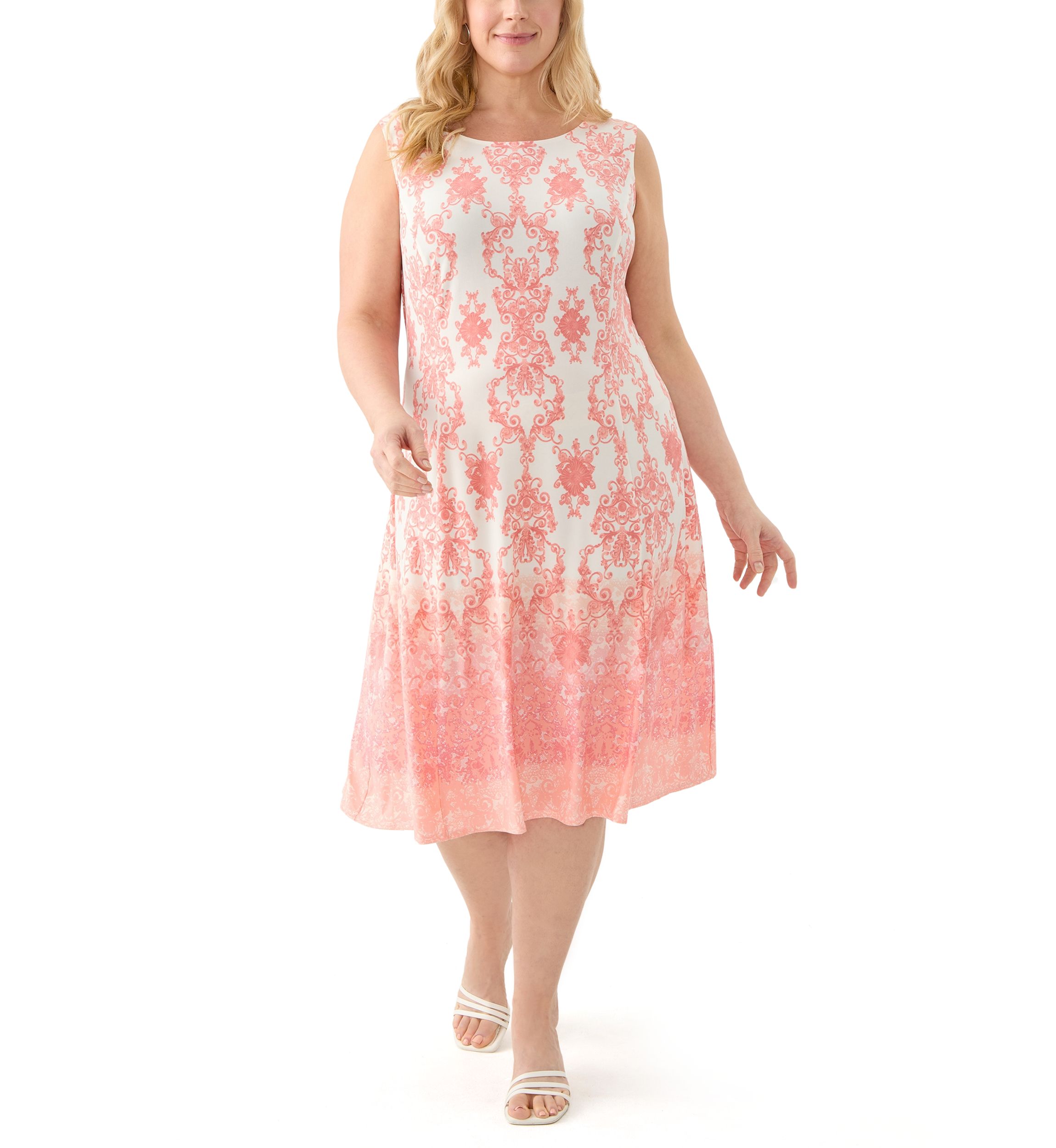 Plus Size 3/4 Sleeve Crew Neck Chandelier Print Jacket Dress