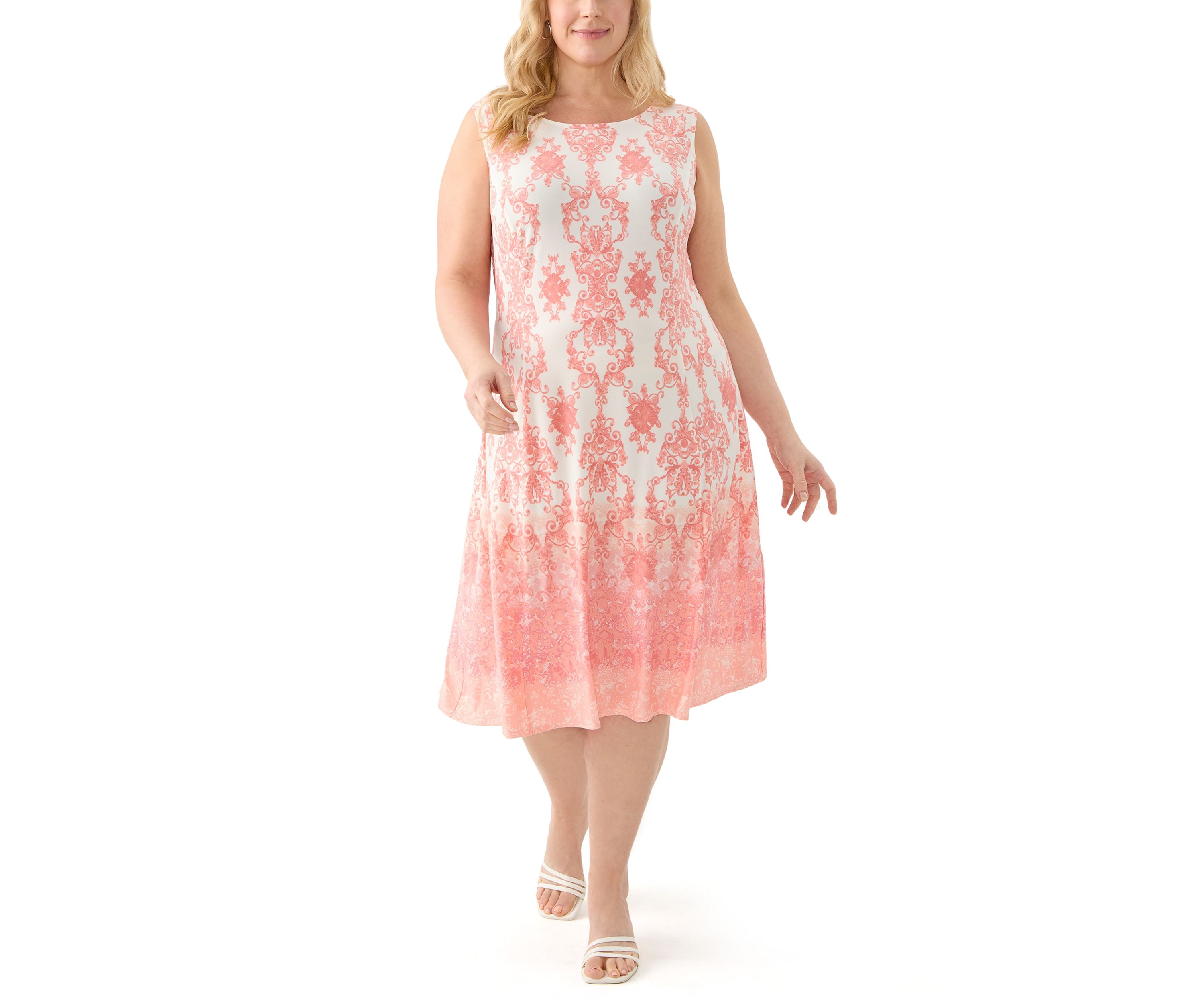 Plus Size 3/4 Sleeve Crew Neck Chandelier Print Jacket Dress