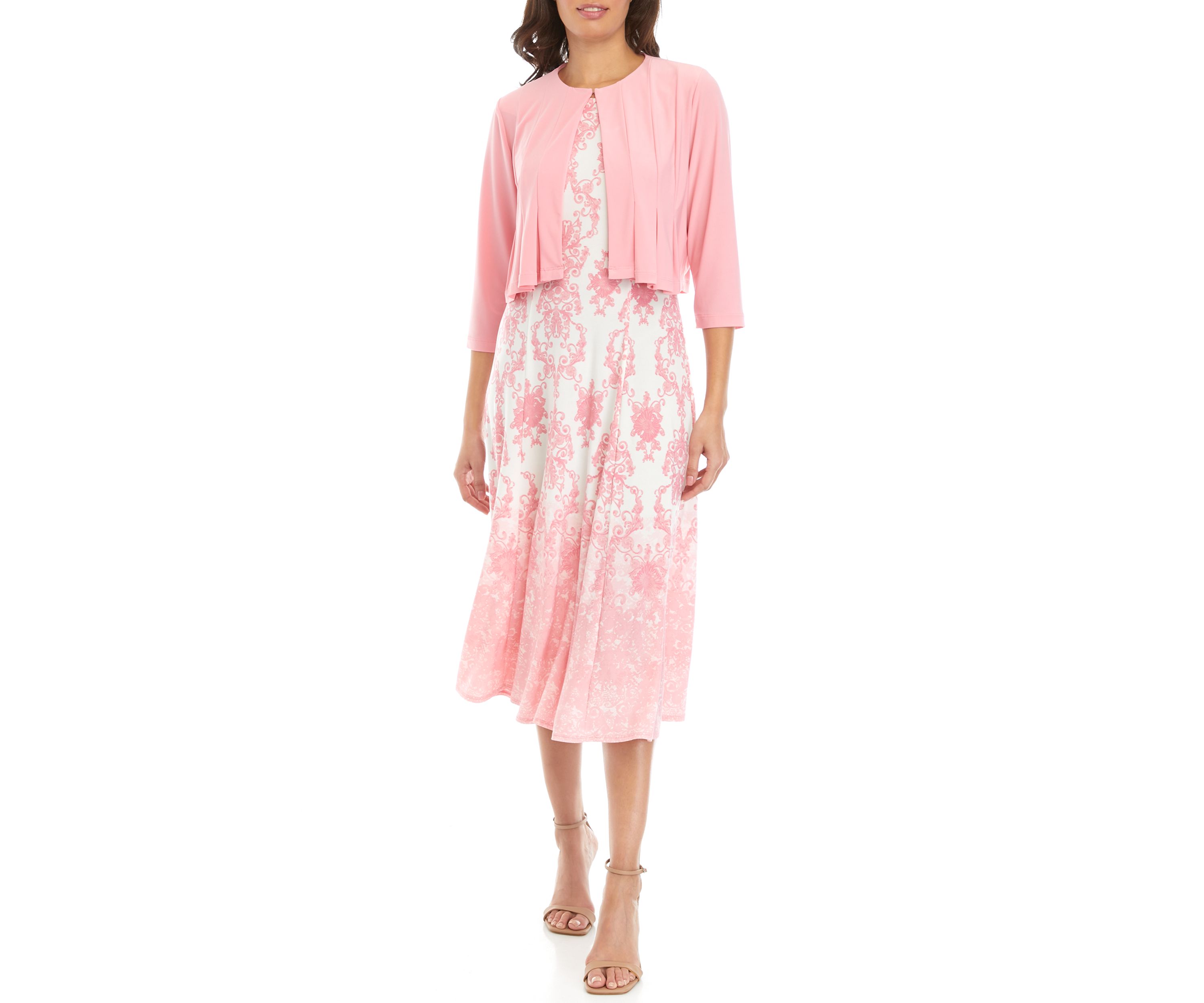 Womens 3/4 Sleeve Chandelier Print Jacket Dress