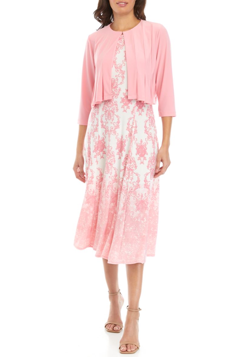 Womens 3/4 Sleeve Chandelier Print Jacket Dress
