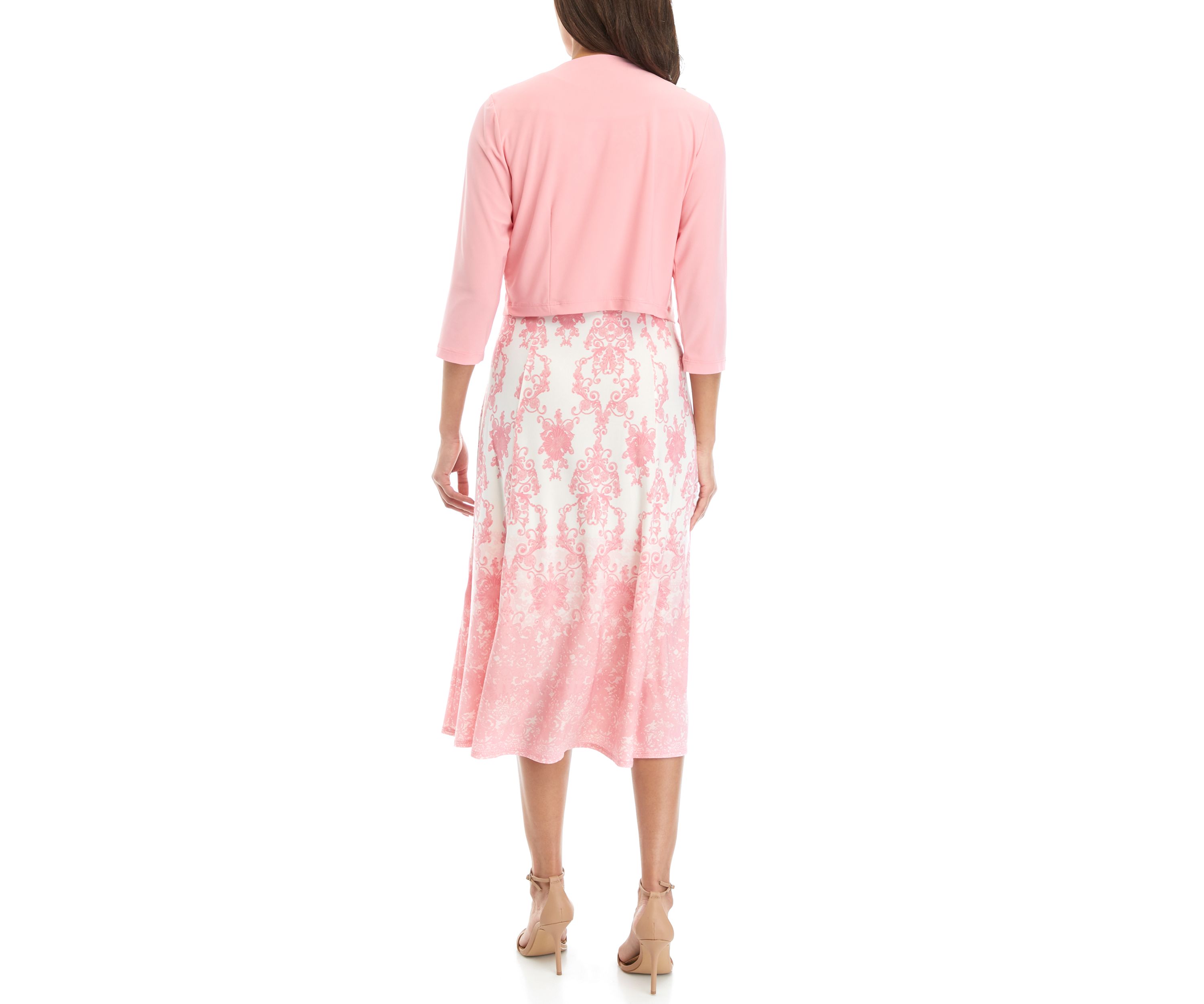 Womens 3/4 Sleeve Chandelier Print Jacket Dress