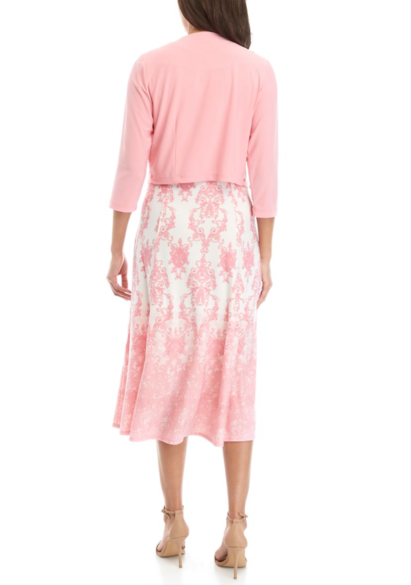 Womens 3/4 Sleeve Chandelier Print Jacket Dress