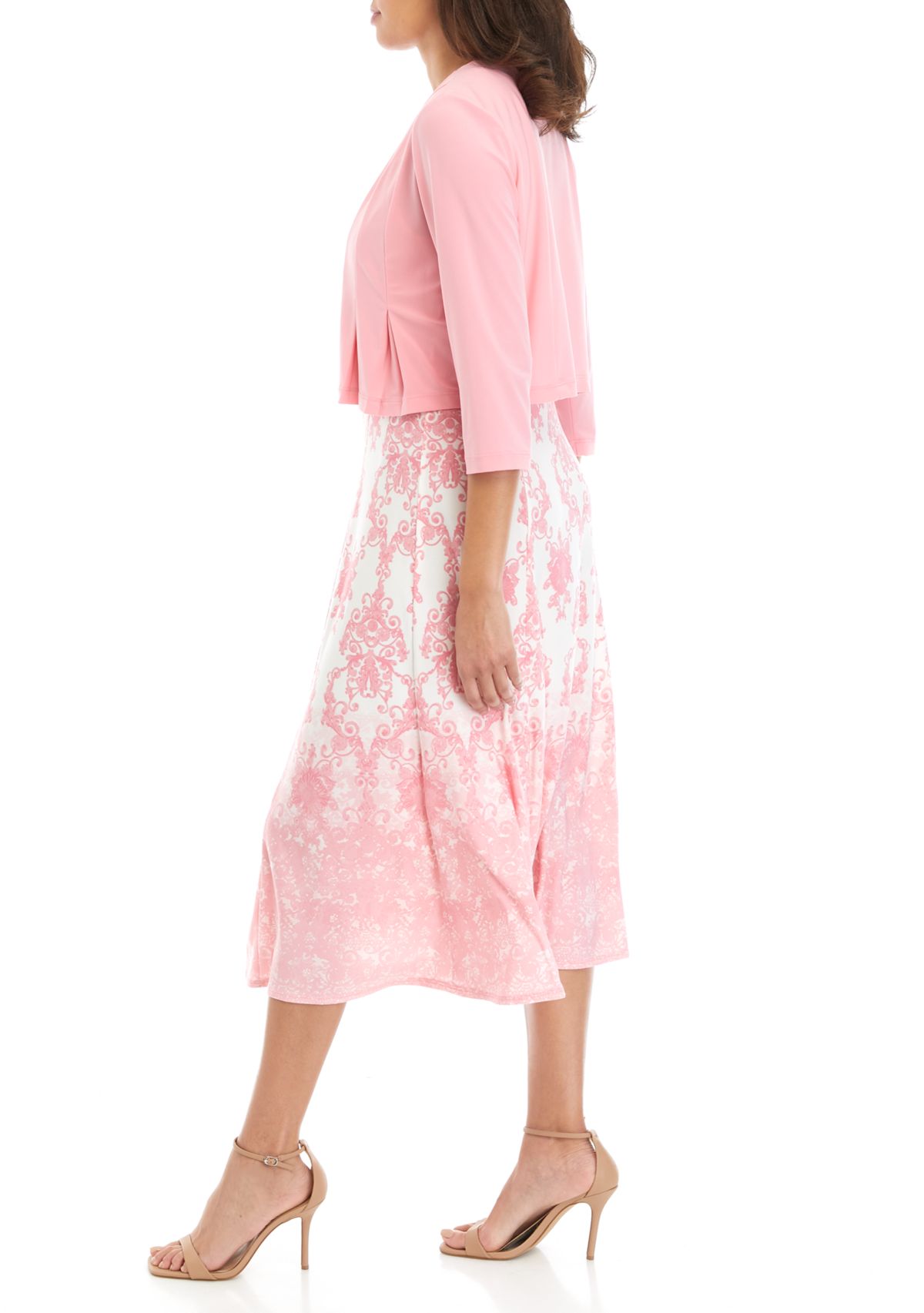 Womens 3/4 Sleeve Chandelier Print Jacket Dress