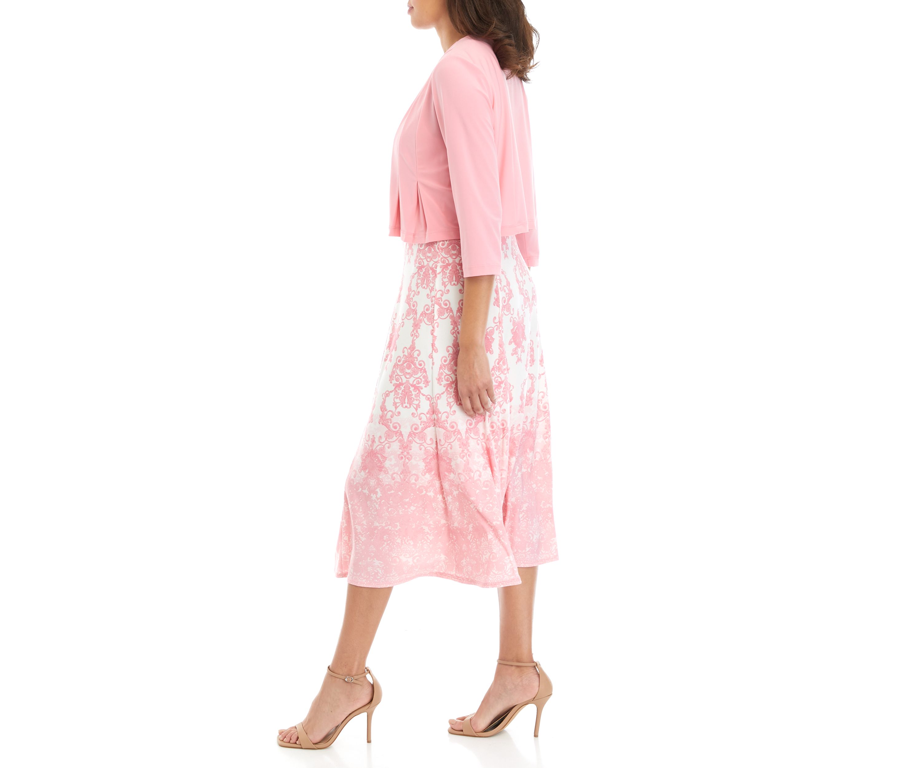 Womens 3/4 Sleeve Chandelier Print Jacket Dress