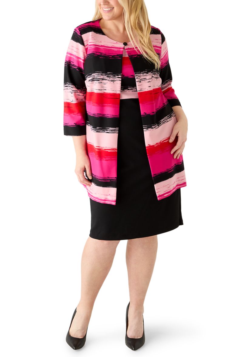 Danny Nicole Plus Size Printed Scuba Knit Jacket Dress