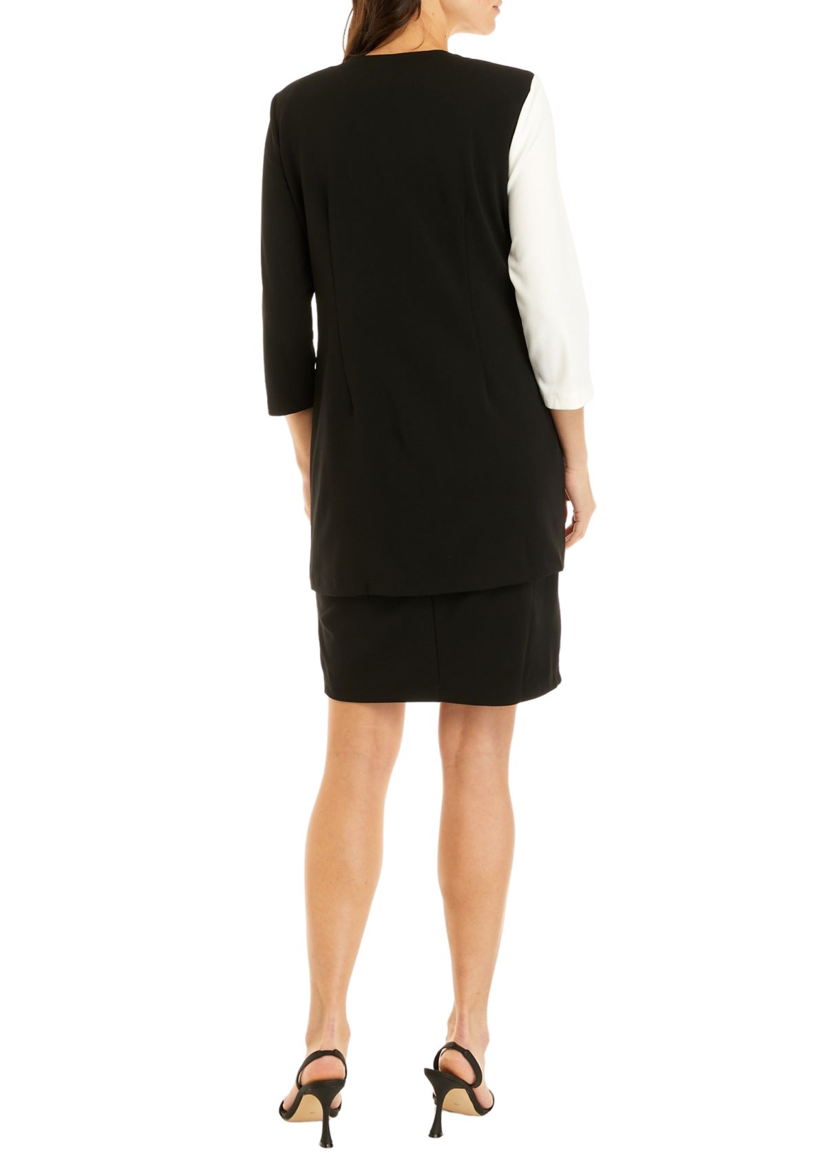Womens 3/4 Sleeve Color Block Lab Jacket Dress