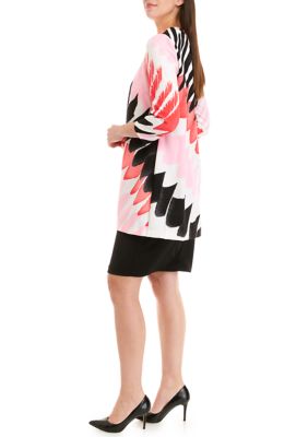Women's 3/4 Sleeve Abstract Print Structured Knit Lab Jacket Dress