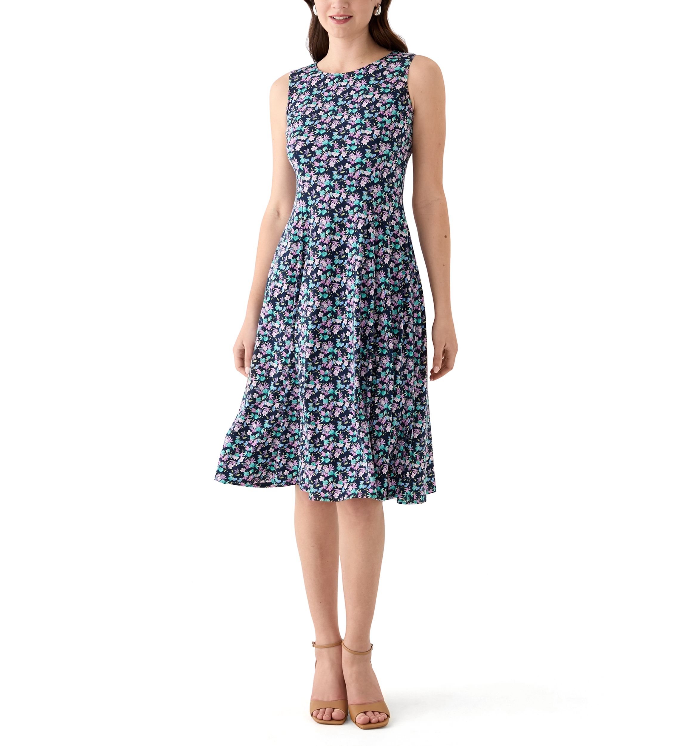 Womens Ditsy Floral Dress with Solid Jacket