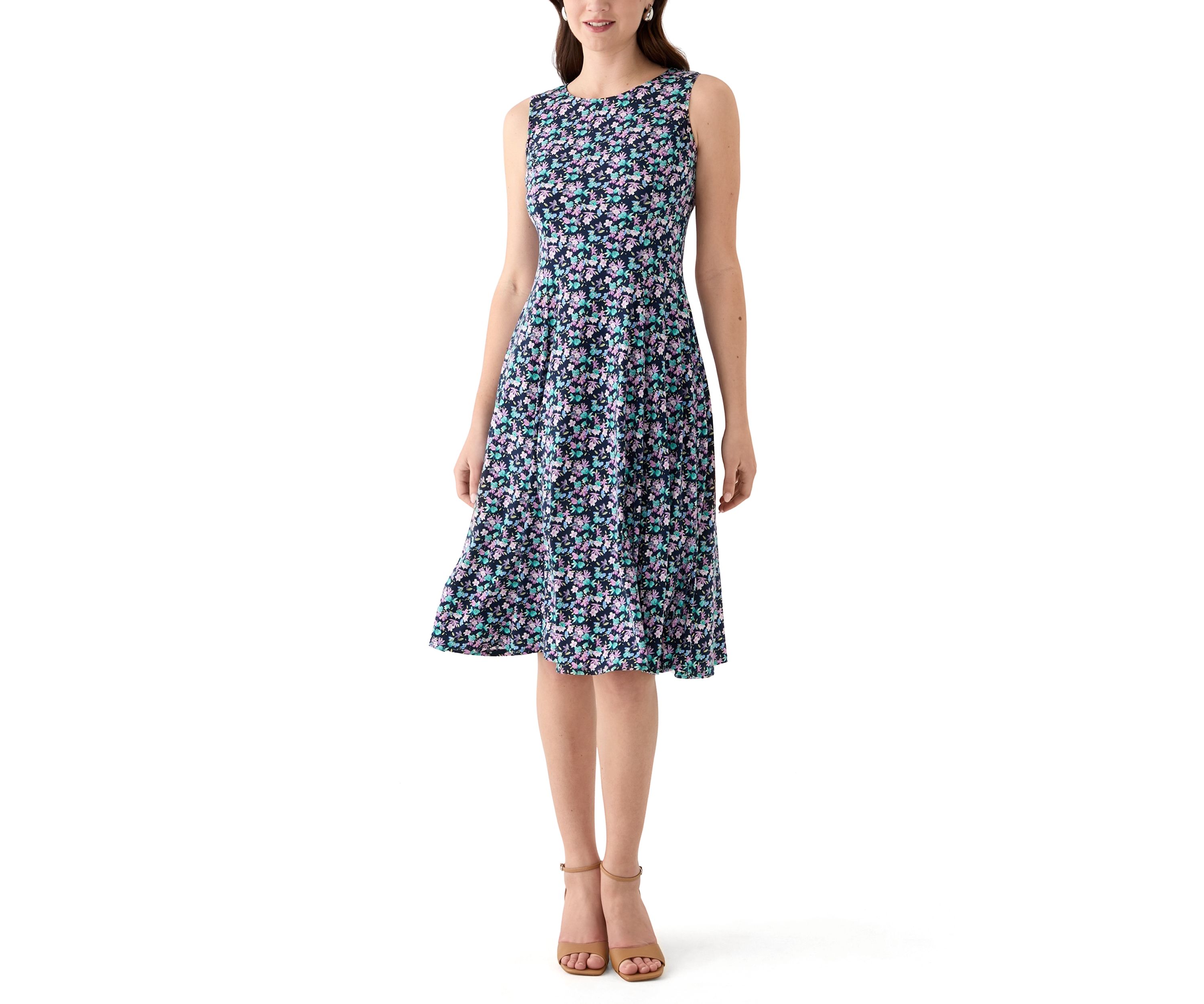 Womens Ditsy Floral Dress with Solid Jacket