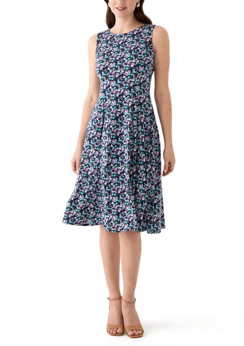 Womens Ditsy Floral Dress with Solid Jacket