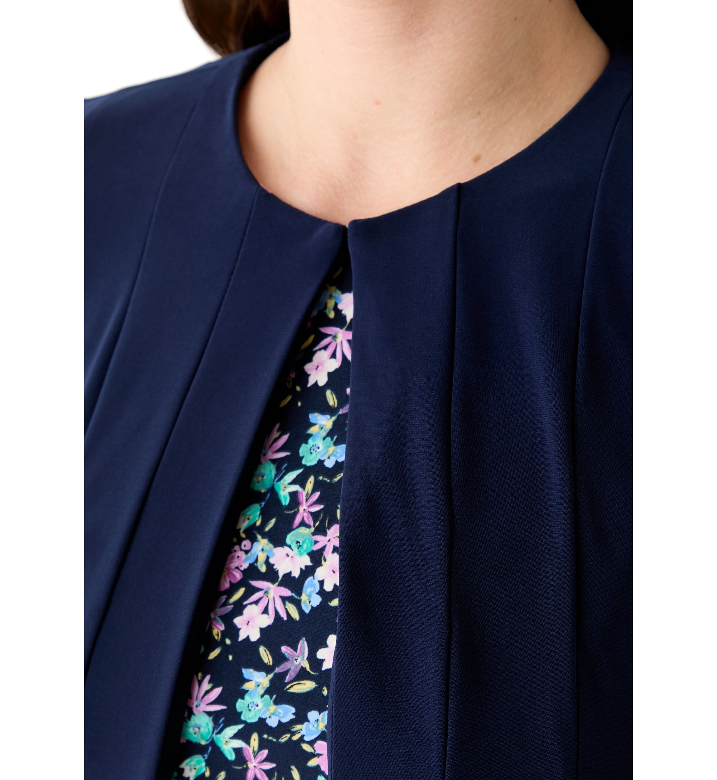 Womens Ditsy Floral Dress with Solid Jacket