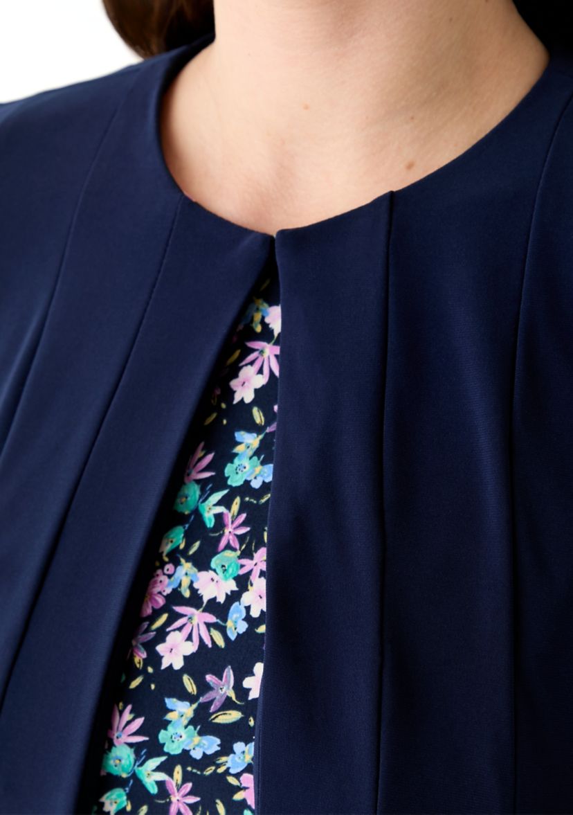 Womens Ditsy Floral Dress with Solid Jacket
