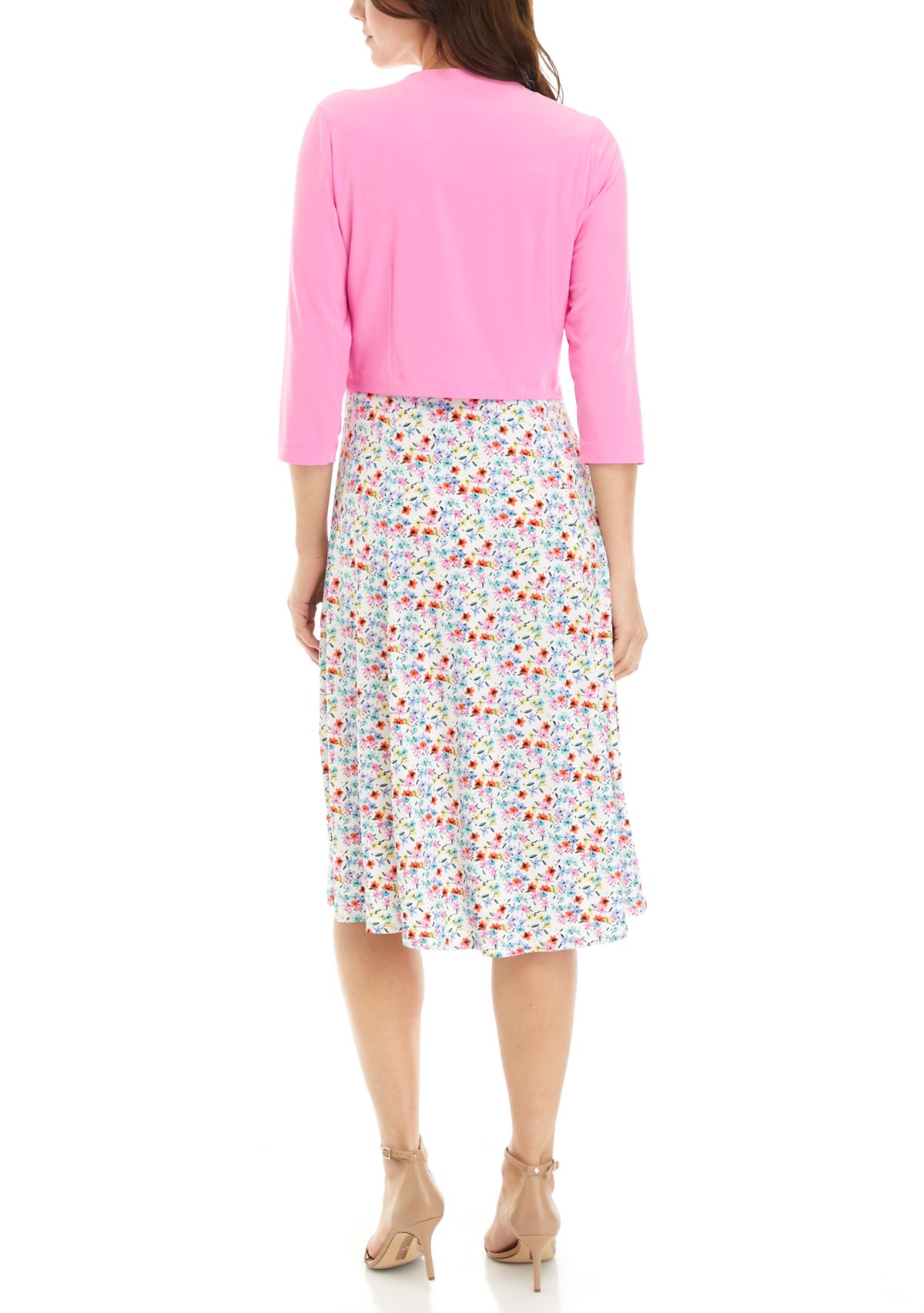 Womens 3/4 Sleeve Ditsy Print Jacket Dress