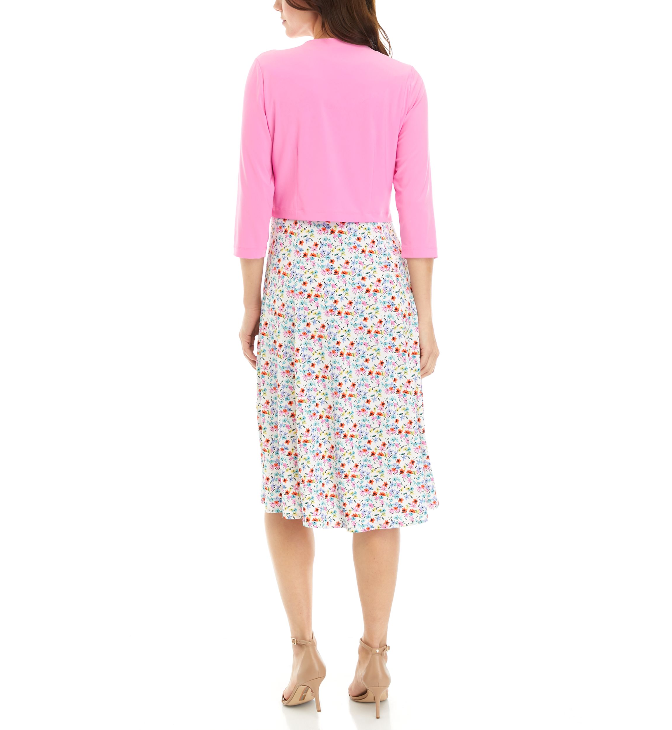 Womens 3/4 Sleeve Ditsy Print Jacket Dress