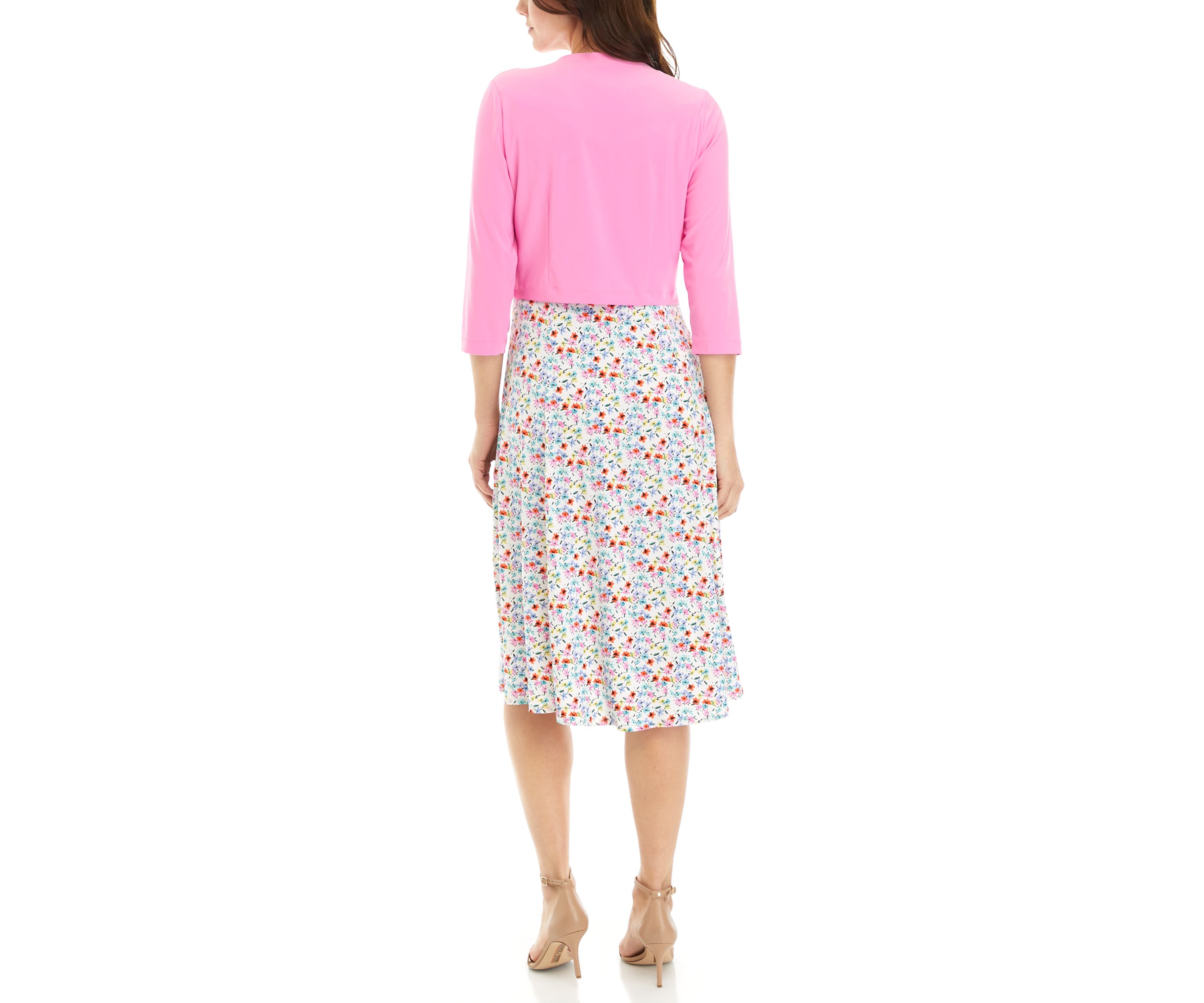 Womens 3/4 Sleeve Ditsy Print Jacket Dress