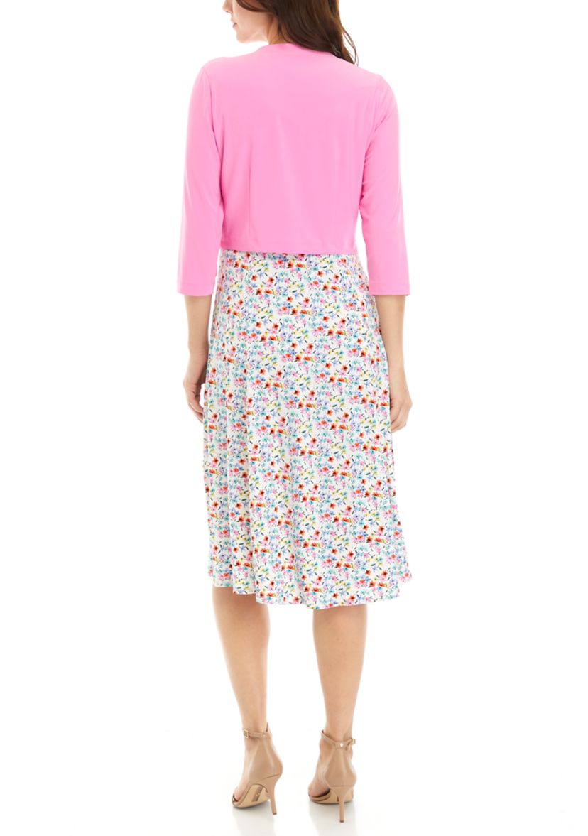 Womens 3/4 Sleeve Ditsy Print Jacket Dress