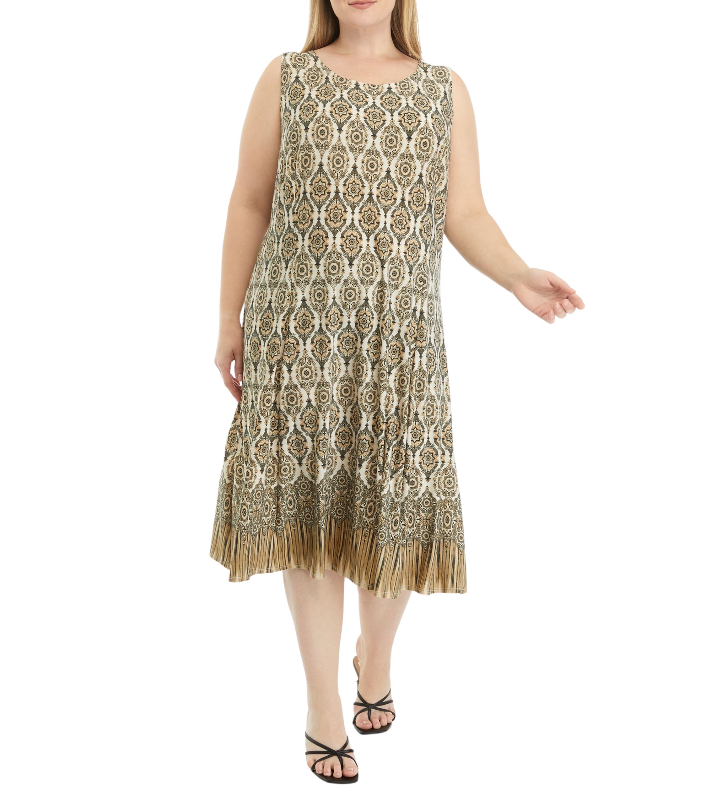 Plus Size 3/4 Sleeve Printed Jacket Dress