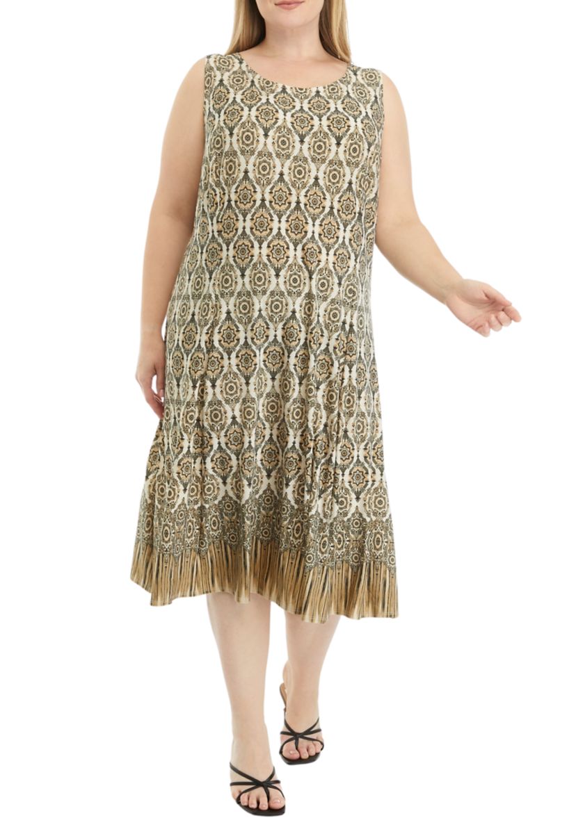 Plus Size 3/4 Sleeve Printed Jacket Dress